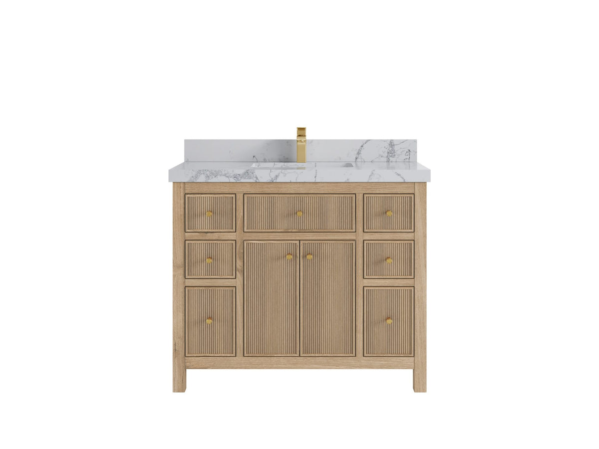Sonoma Reeded Teak Wood 42 in. W x 22 in. D Single Sink Bathroom Vanity