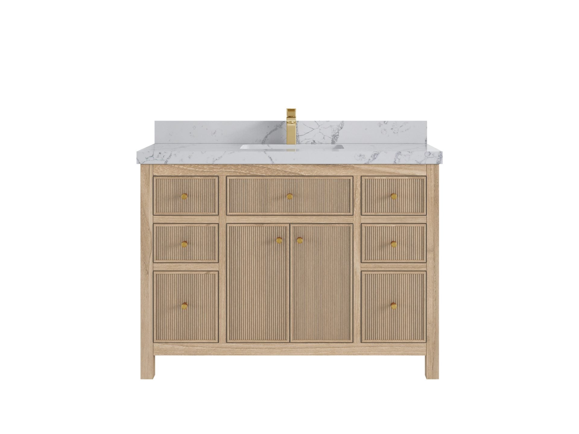 Sonoma Reeded Teak Wood 48 in. W x 22 in. D Single Sink Bathroom Vanity