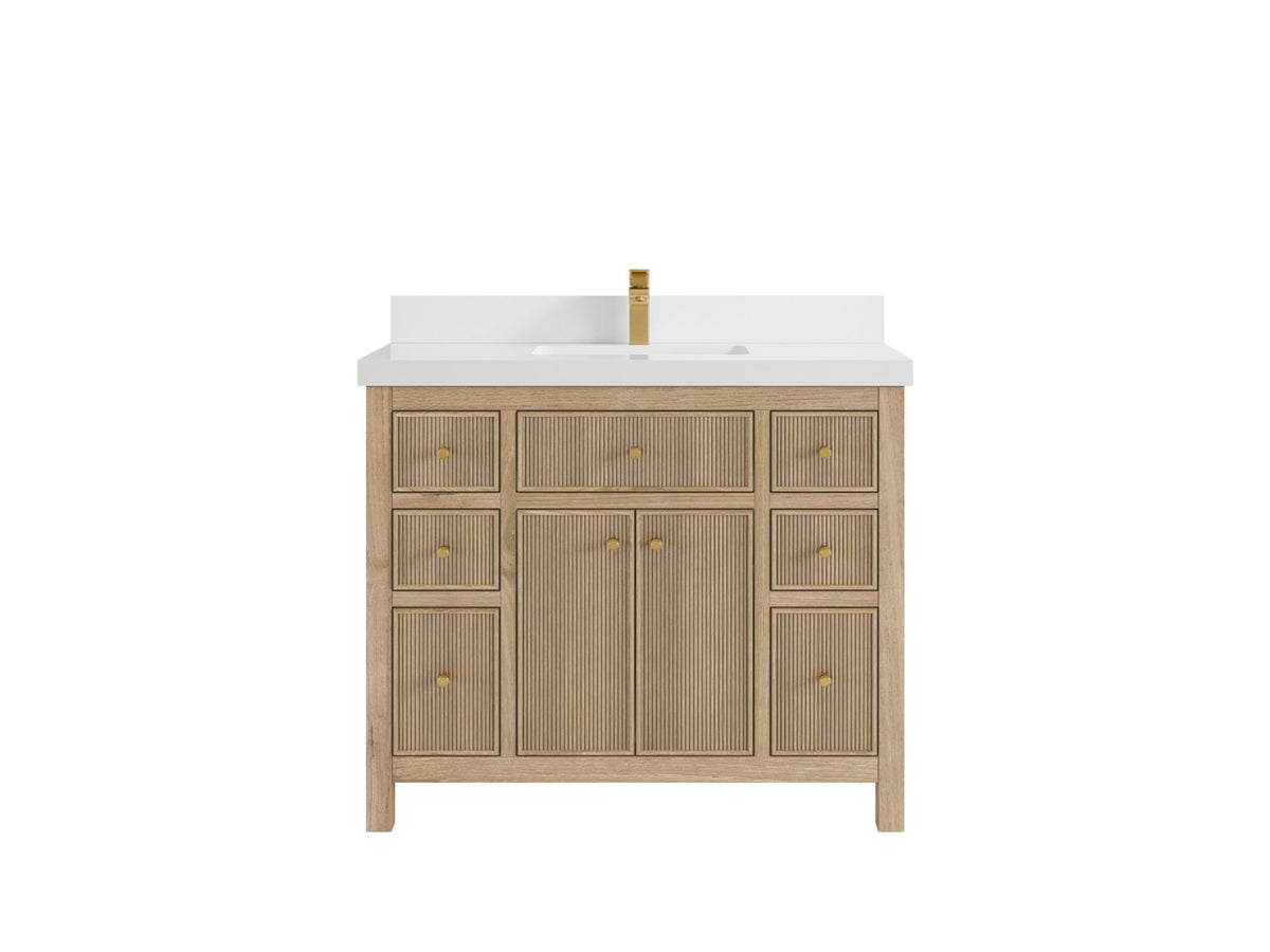 Sonoma Reeded Teak Wood 42 in. W x 22 in. D Single Sink Bathroom Vanity