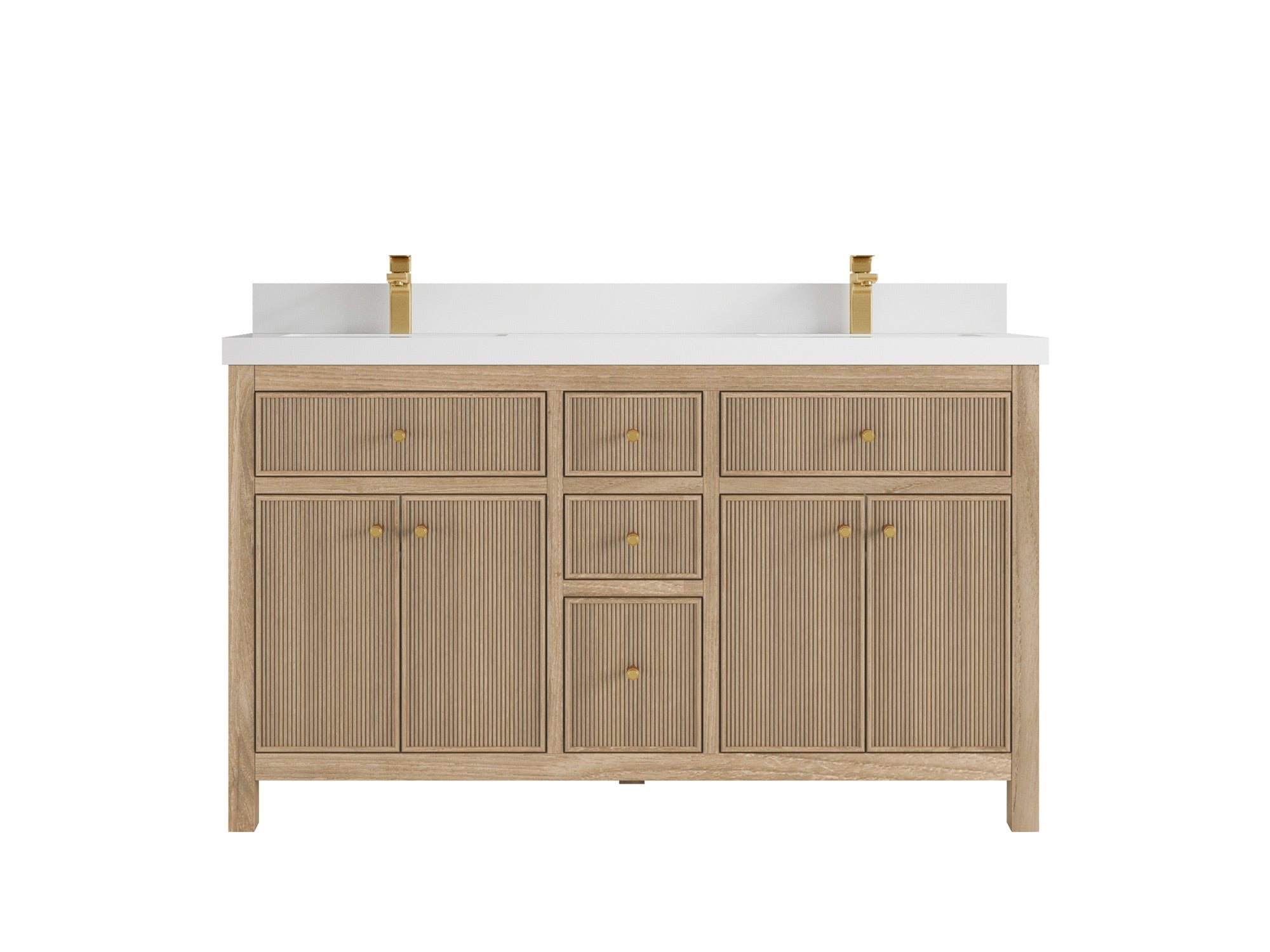 Sonoma Reeded Teak Wood 60 in. W x 22 in. D Double Sink Bathroom Vanity