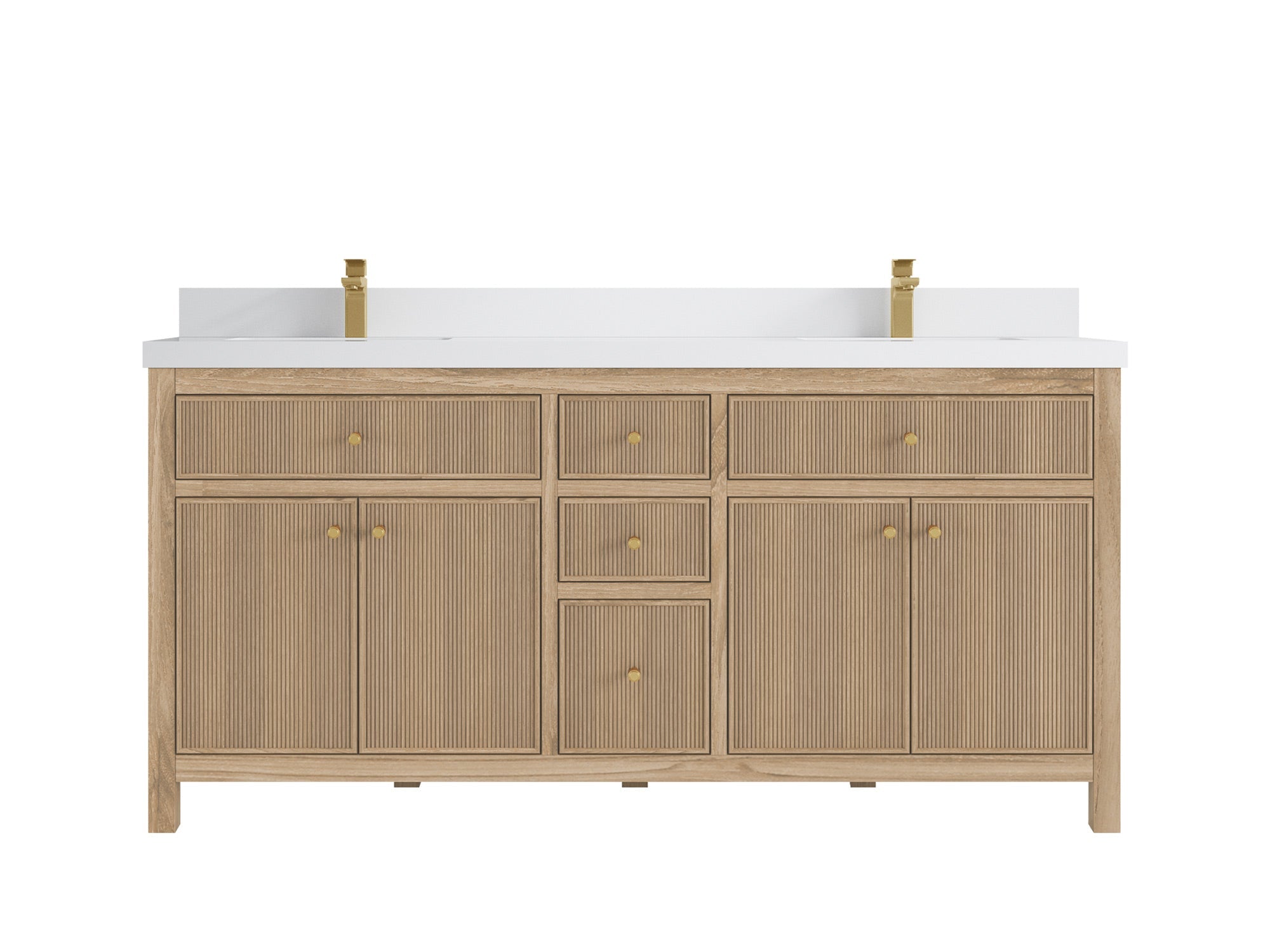 Sonoma Reeded Teak Wood 72 in. W x 22 in. D Double Sink Bathroom Vanity
