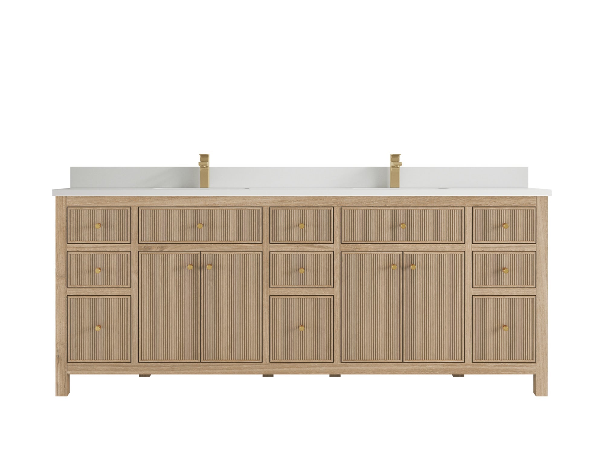 Sonoma Reeded Teak Wood 84 in. W x 22 in. D Double Sink Bathroom Vanity