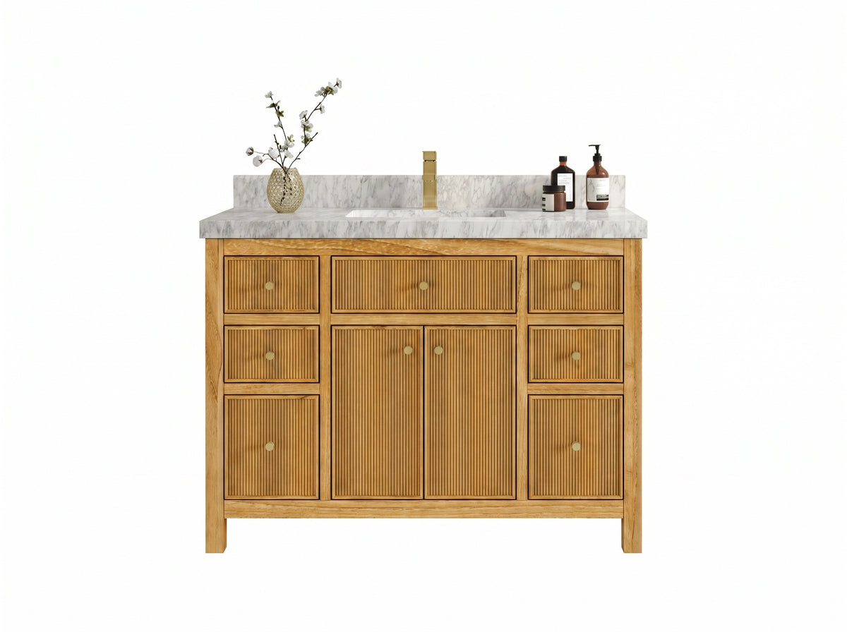 Sonoma Reeded Teak Wood 48 in. W x 22 in. D Single Sink Bathroom Vanity