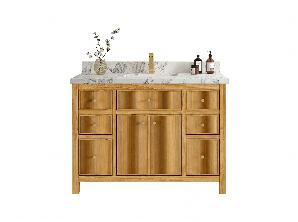Sonoma Reeded Teak Wood 48 in. W x 22 in. D Single Sink Bathroom Vanity