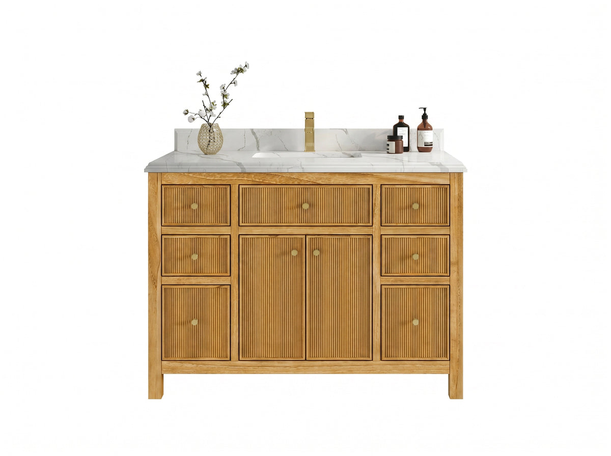 Sonoma Reeded Teak Wood 48 in. W x 22 in. D Single Sink Bathroom Vanity