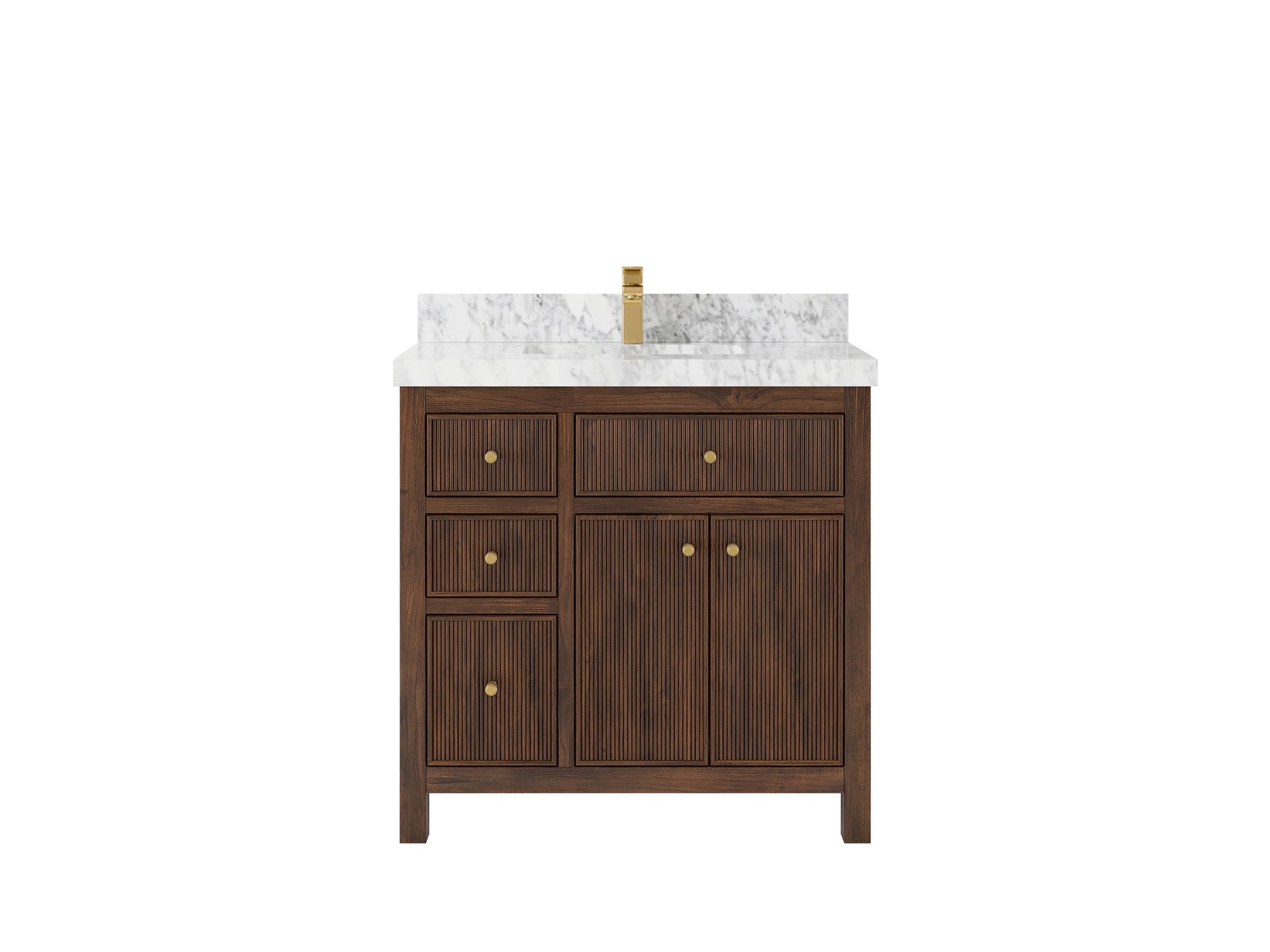 Sonoma Reeded Teak Wood 36 in. W x 22 in. D Center Sink Bathroom Vanity