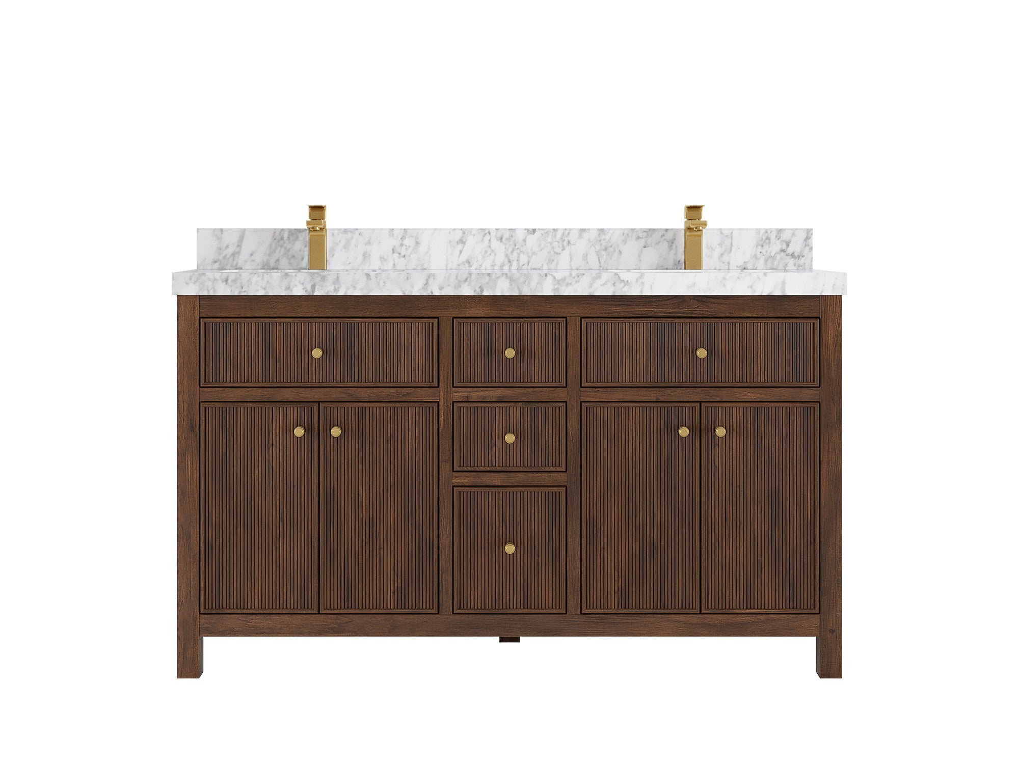 Sonoma Reeded Teak Wood 60 in. W x 22 in. D Double Sink Bathroom Vanity
