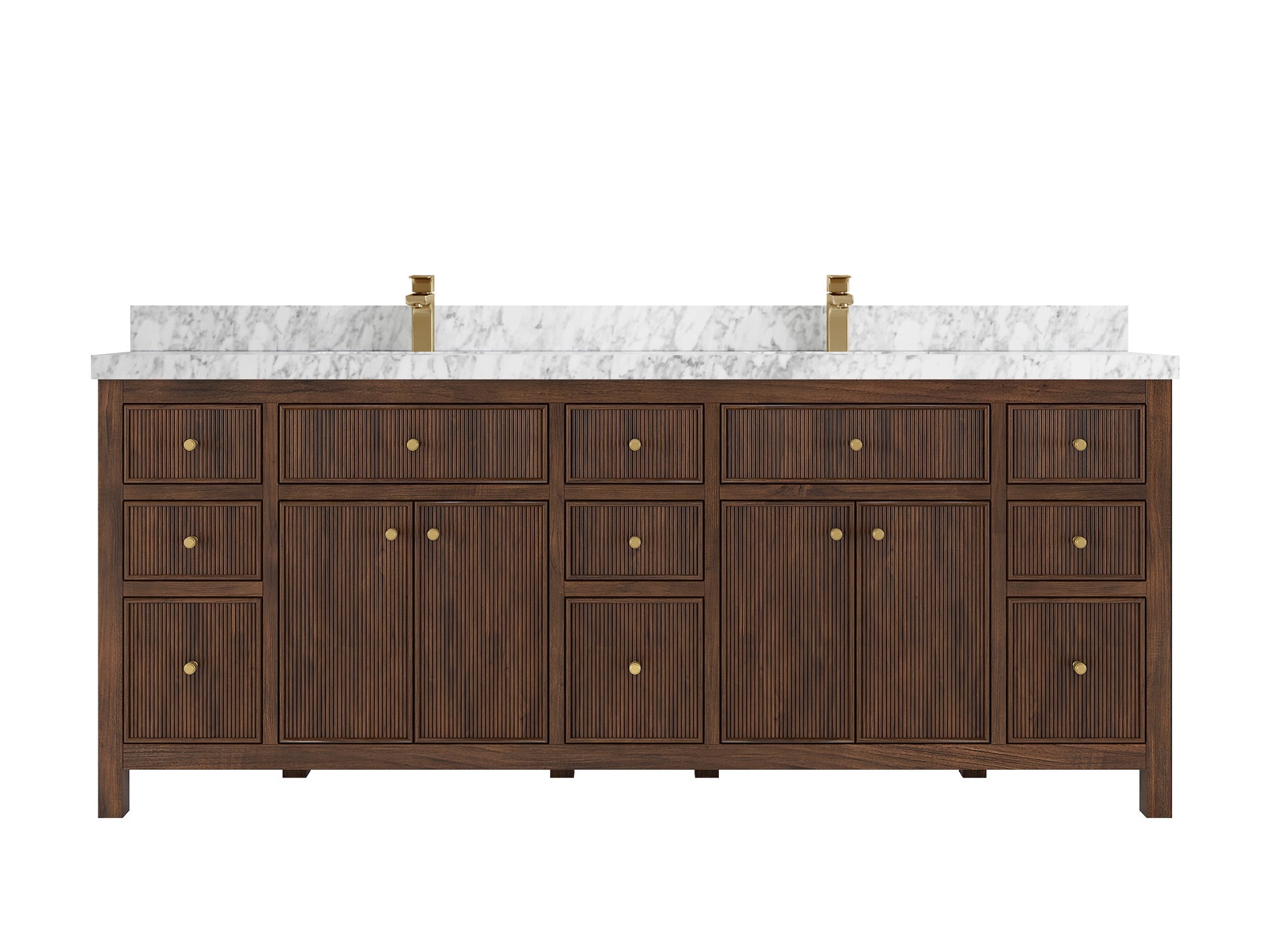 Sonoma Reeded Teak Wood 84 in. W x 22 in. D Double Sink Bathroom Vanity