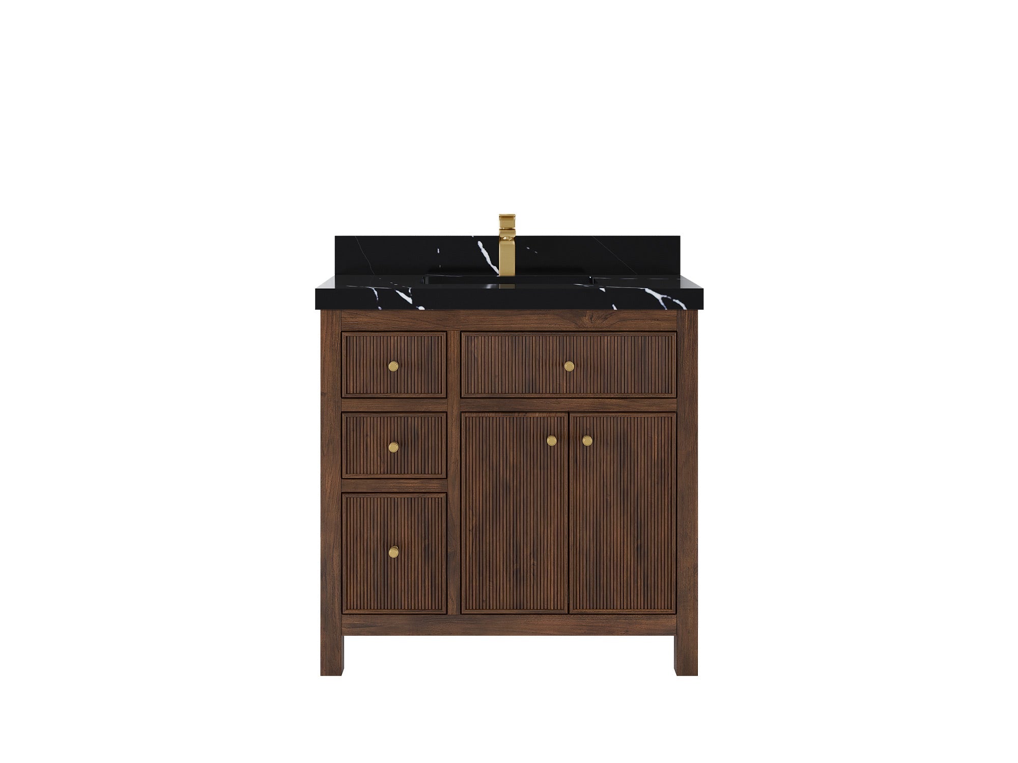 Sonoma Reeded Teak Wood 36 in. W x 22 in. D Center Sink Bathroom Vanity
