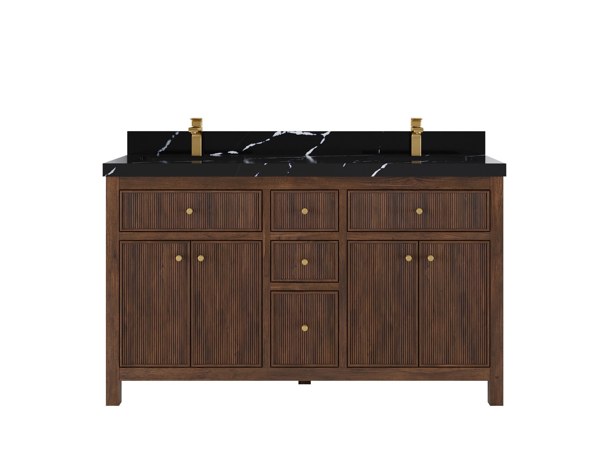 Sonoma Reeded Teak Wood 60 in. W x 22 in. D Double Sink Bathroom Vanity