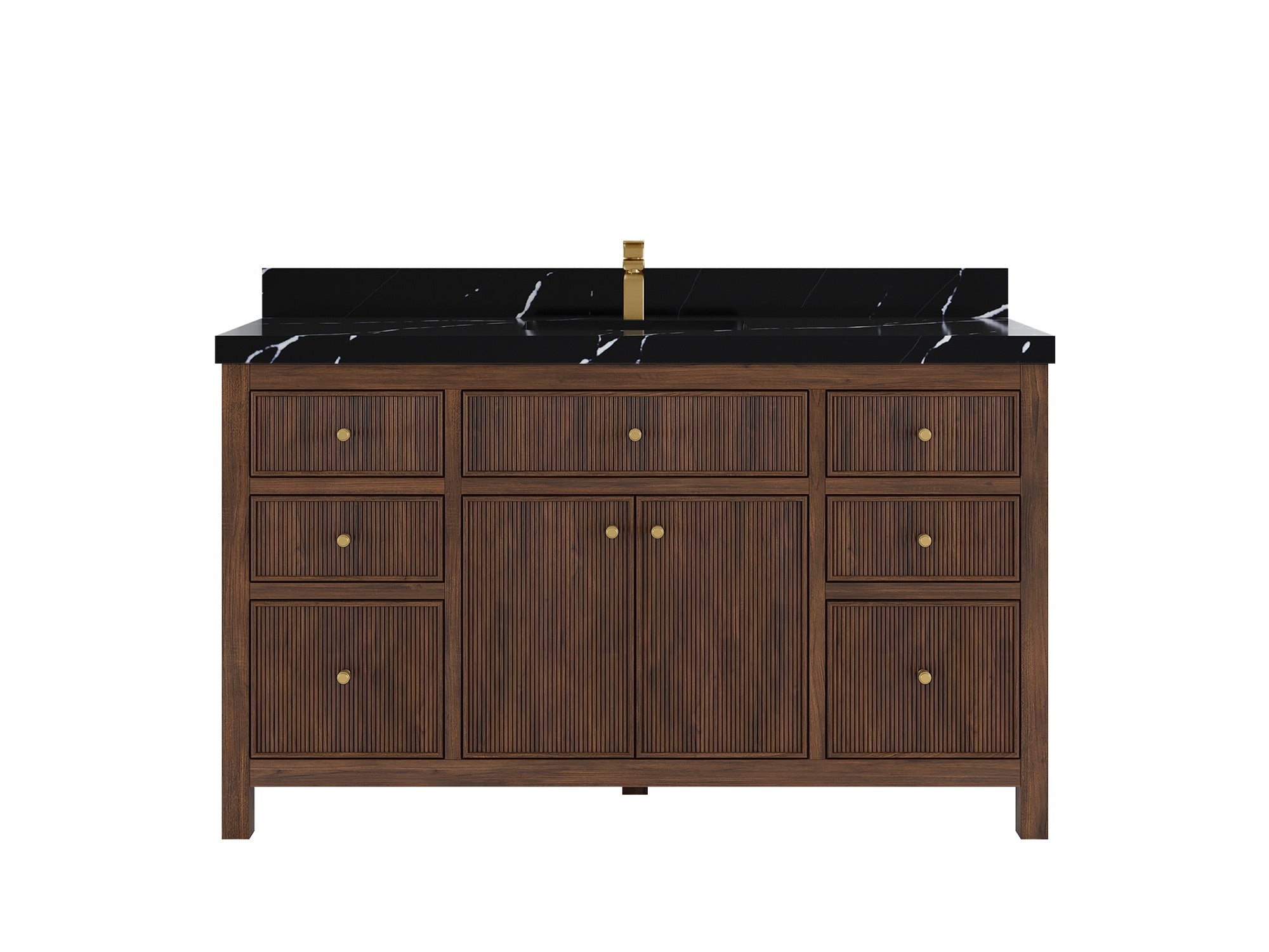Sonoma Reeded Teak Wood 60 in. W x 22 in. D Single Sink Bathroom Vanity