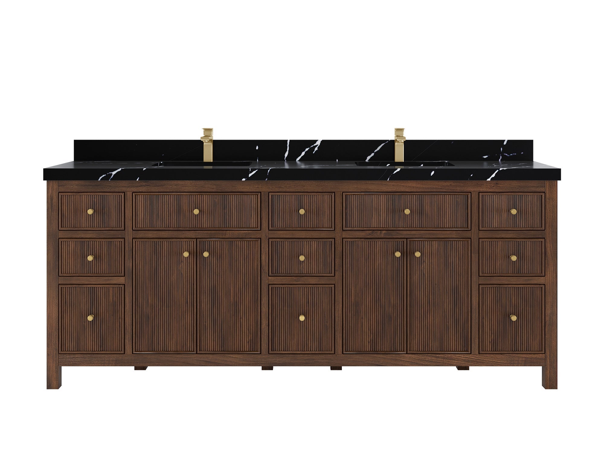 Sonoma Reeded Teak Wood 84 in. W x 22 in. D Double Sink Bathroom Vanity
