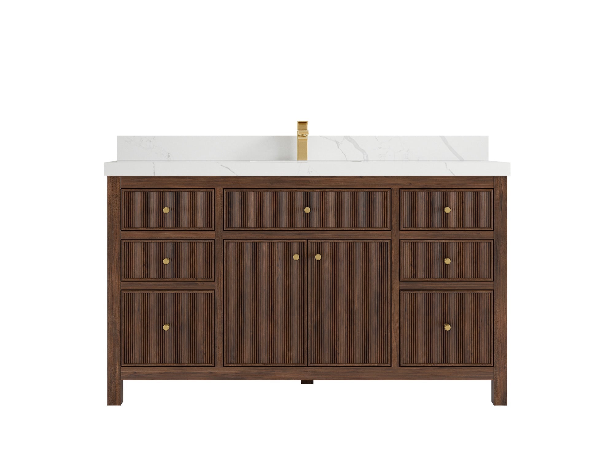Sonoma Reeded Teak Wood 60 in. W x 22 in. D Single Sink Bathroom Vanity