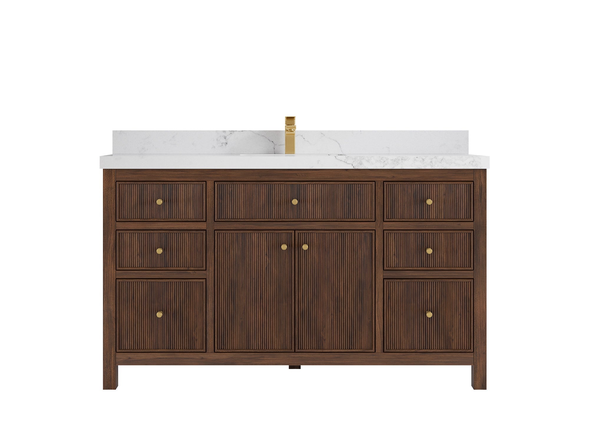Sonoma Reeded Teak Wood 60 in. W x 22 in. D Single Sink Bathroom Vanity