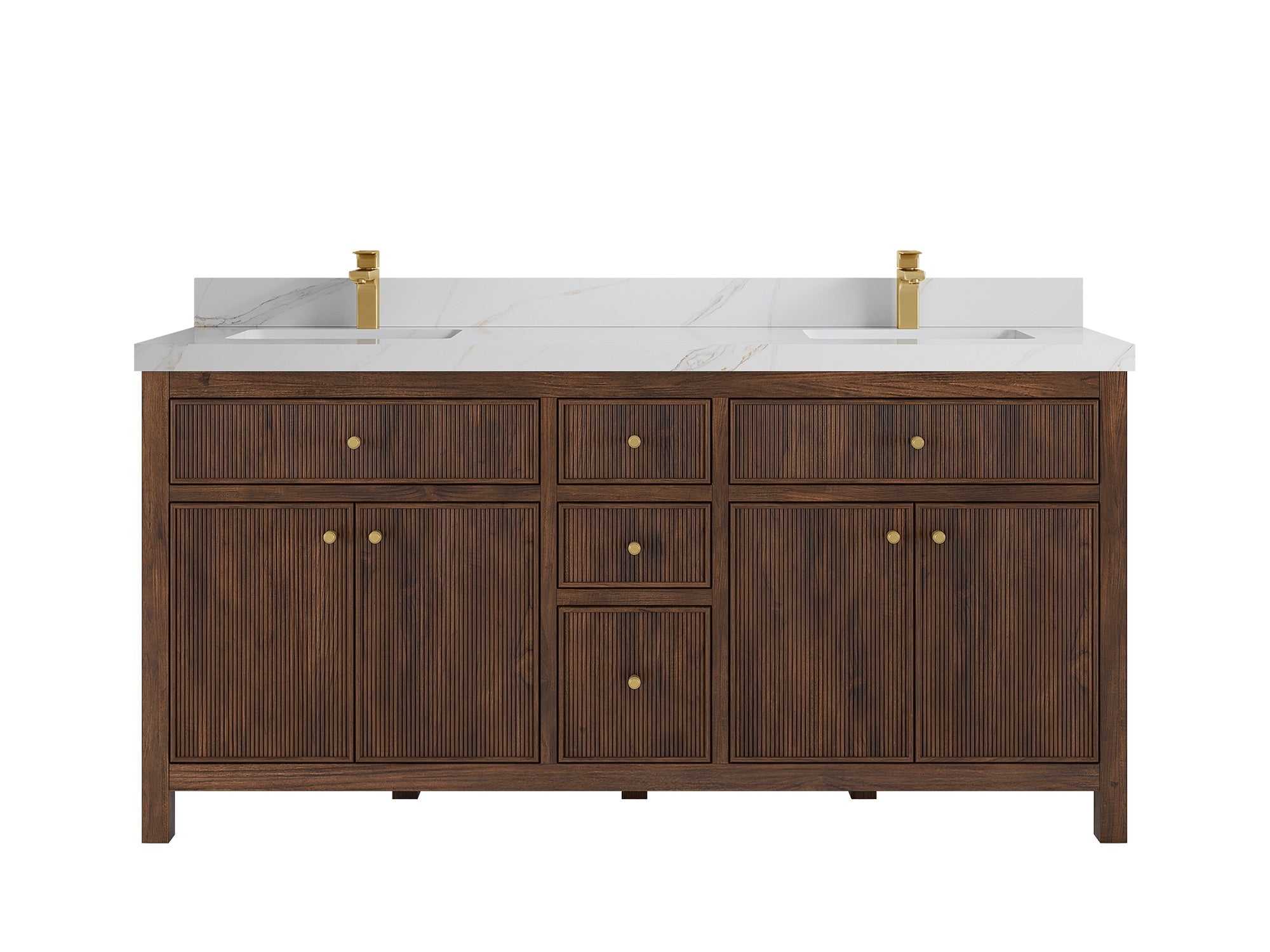 Sonoma Reeded Teak Wood 72 in. W x 22 in. D Double Sink Bathroom Vanity