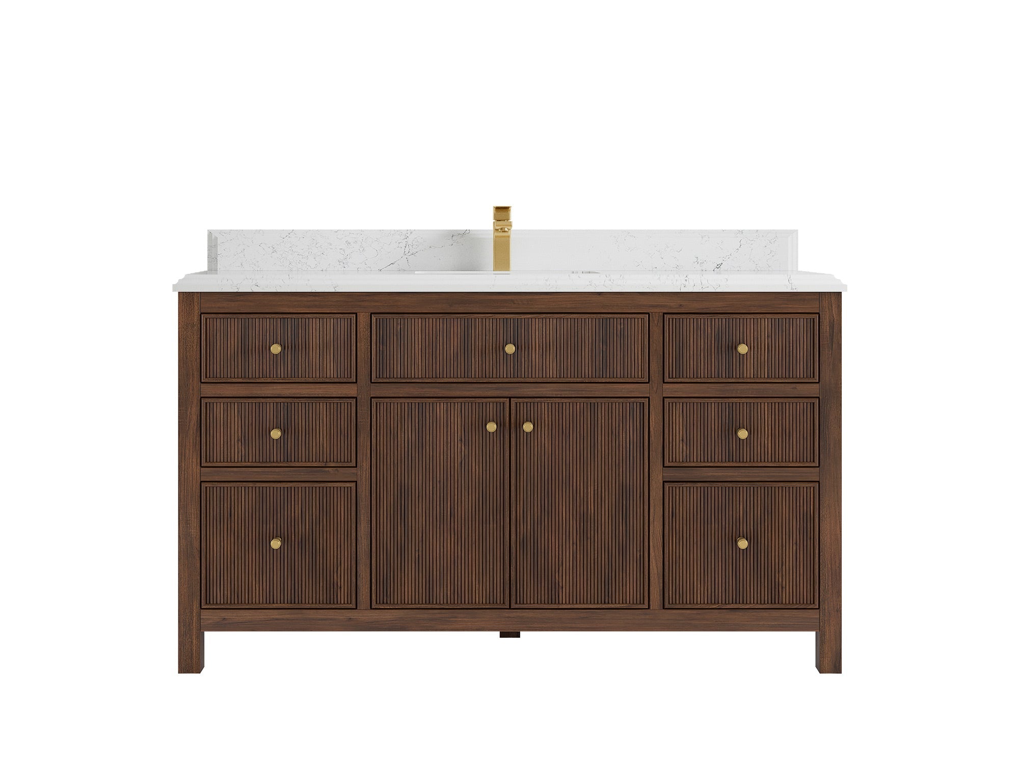Sonoma Reeded Teak Wood 60 in. W x 22 in. D Single Sink Bathroom Vanity