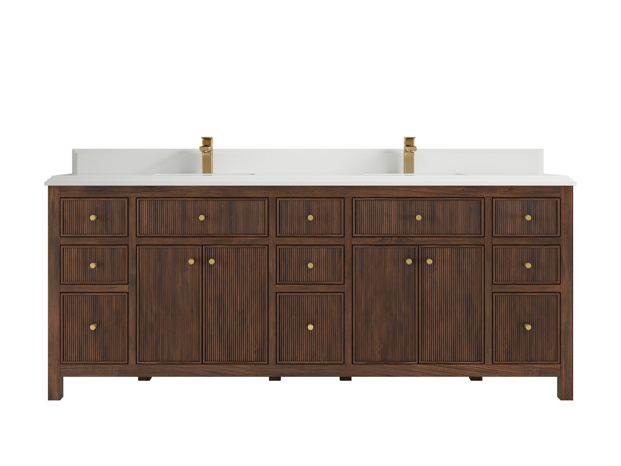 Sonoma Reeded Teak Wood 84 in. W x 22 in. D Double Sink Bathroom Vanity