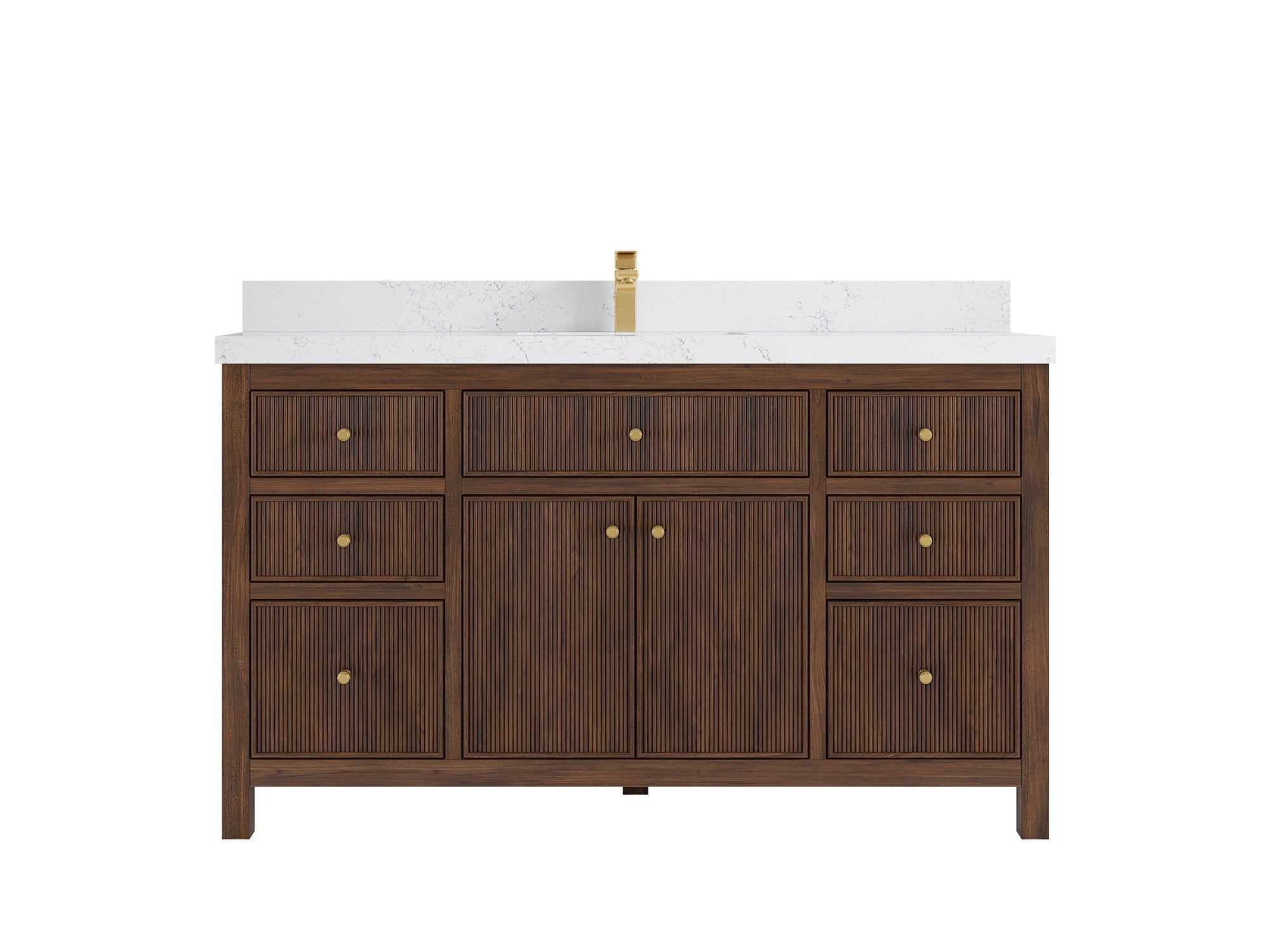 Sonoma Reeded Teak Wood 60 in. W x 22 in. D Single Sink Bathroom Vanity