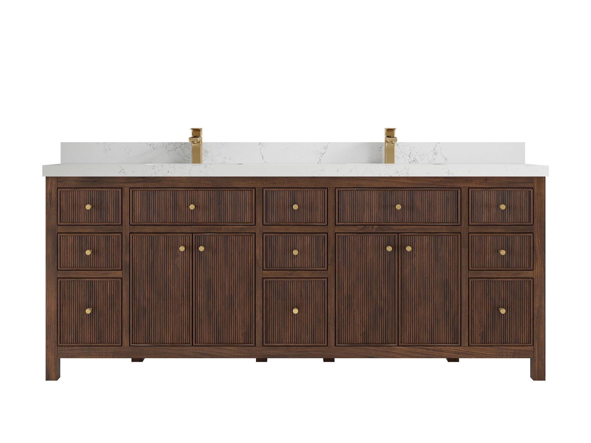 Sonoma Reeded Teak Wood 84 in. W x 22 in. D Double Sink Bathroom Vanity