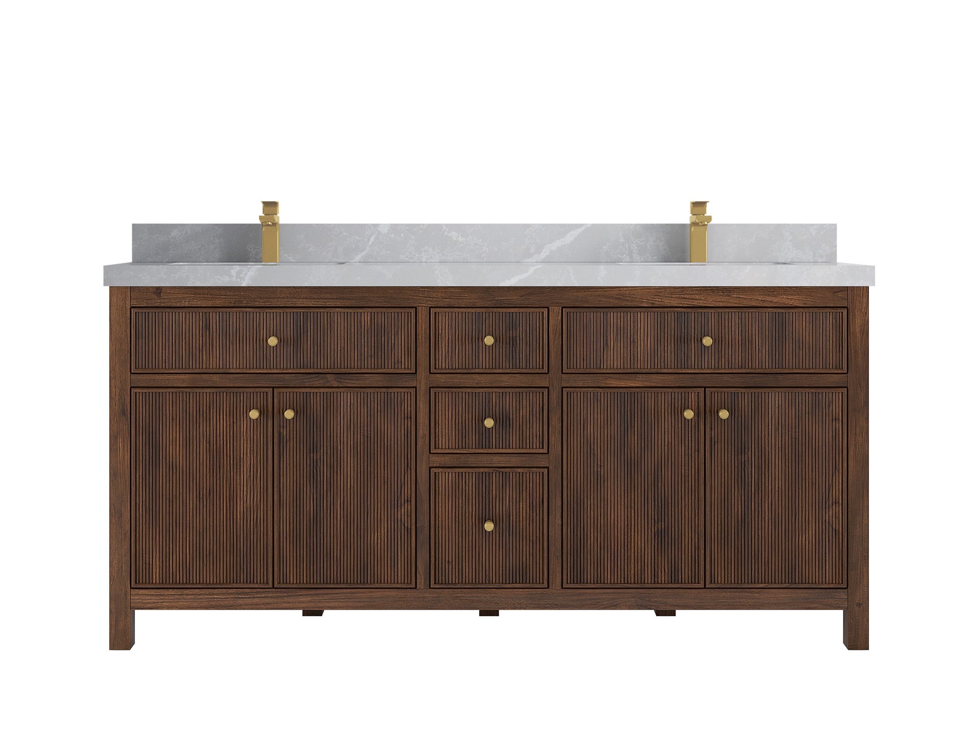 Sonoma Reeded Teak Wood 72 in. W x 22 in. D Double Sink Bathroom Vanity