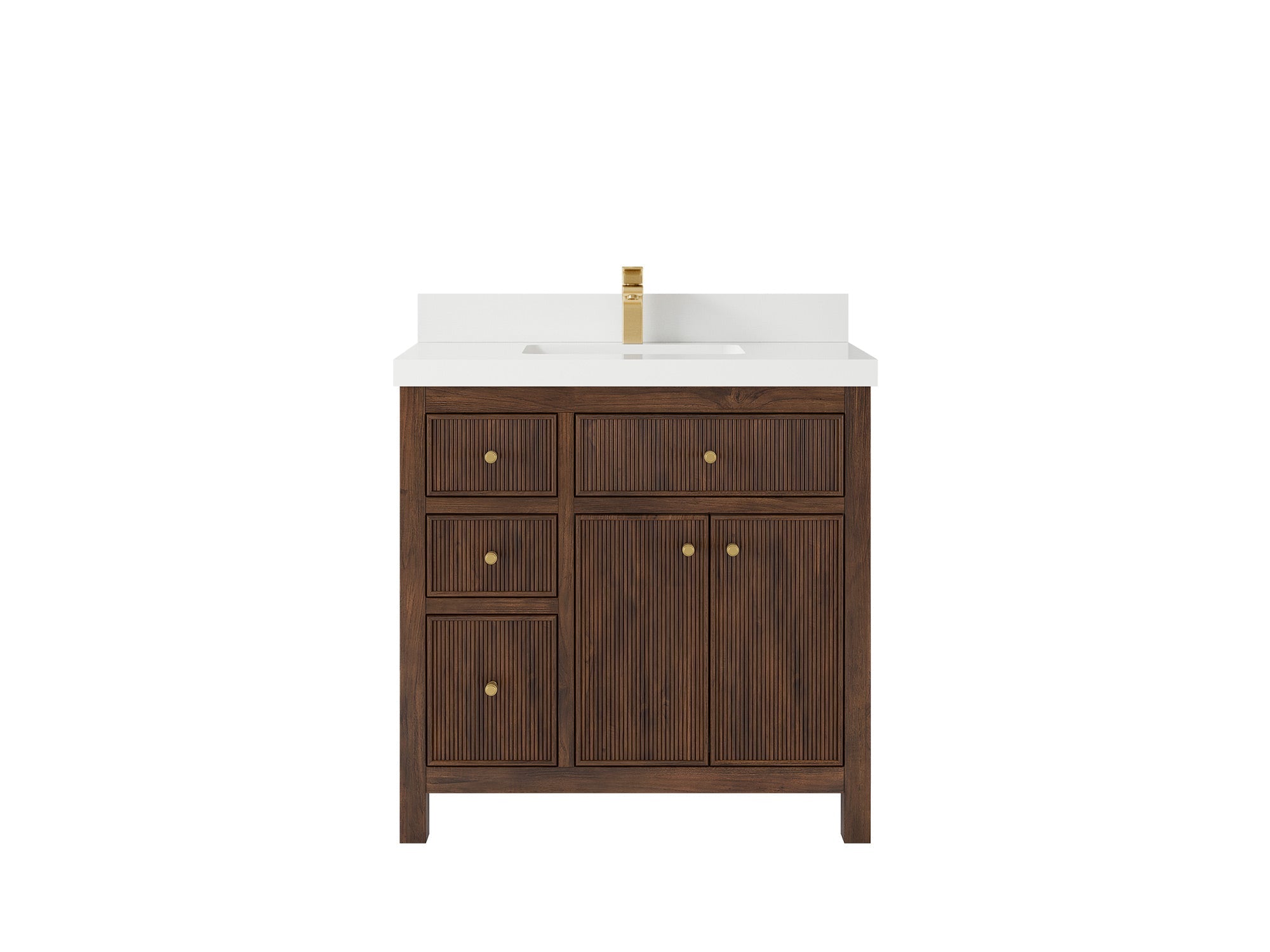 Sonoma Reeded Teak Wood 36 in. W x 22 in. D Center Sink Bathroom Vanity