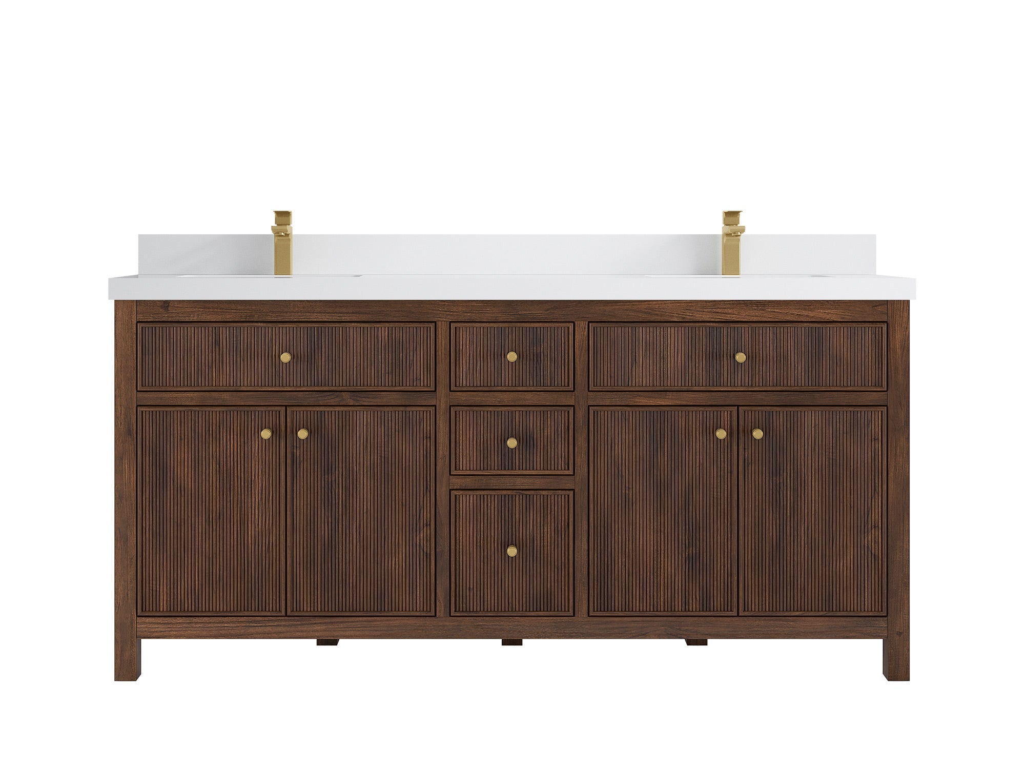 Sonoma Reeded Teak Wood 72 in. W x 22 in. D Double Sink Bathroom Vanity