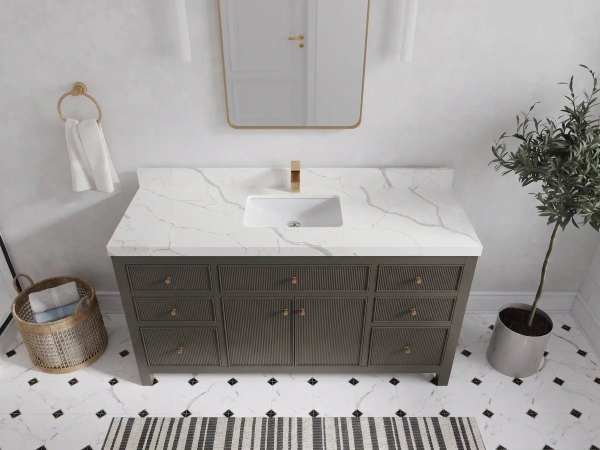 Sonoma 60 in W x 22 in D Free Standing Reeded Single Sink Bathroom Vanity