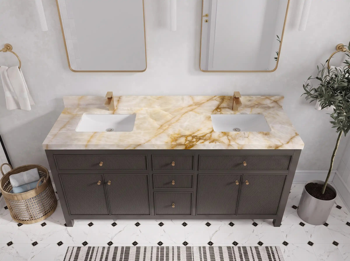 Sonoma 72 in W x 22 in D Free Standing Reeded Double Sink Bathroom Vanity