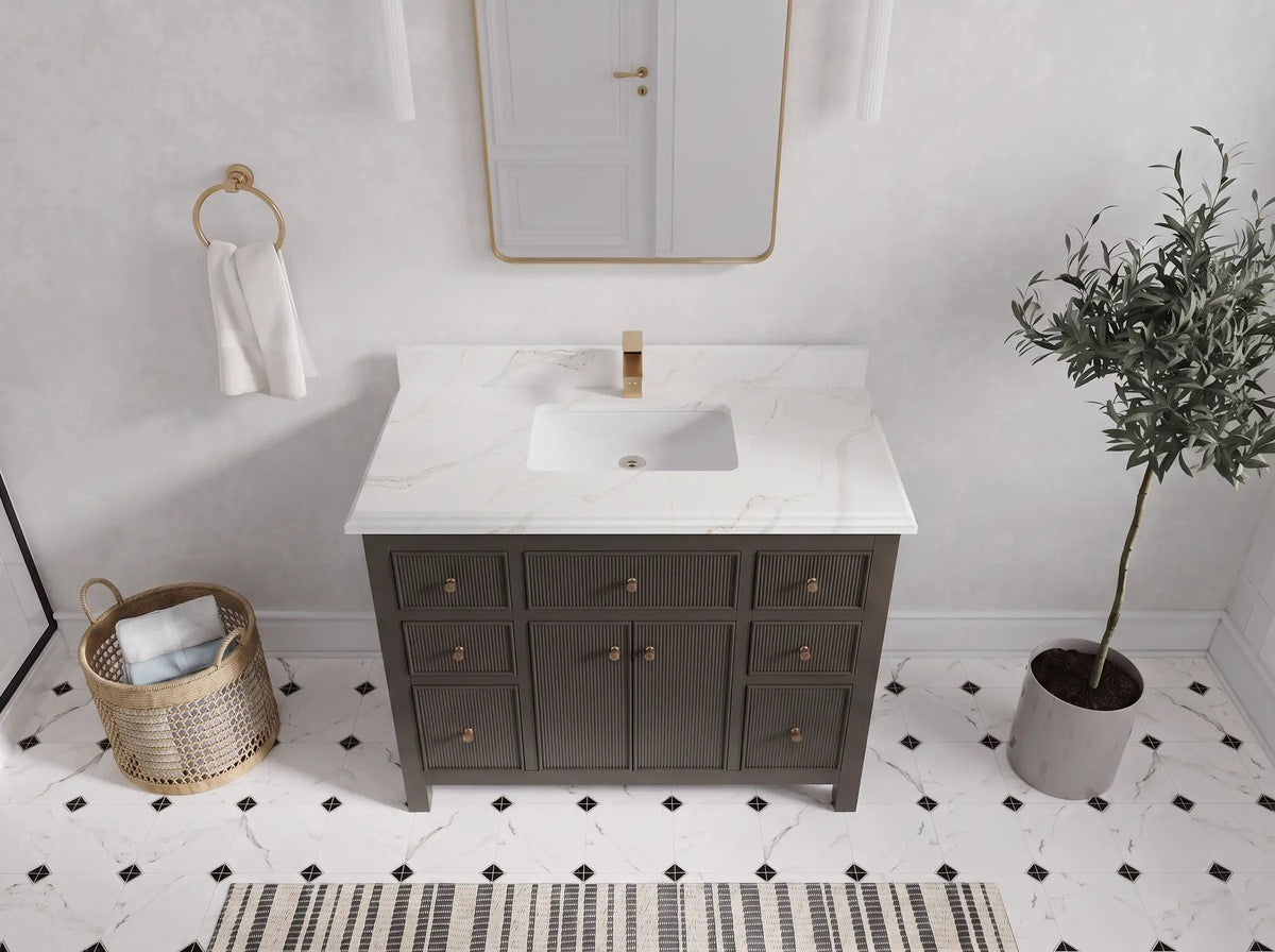 Sonoma 42 in W x 22 in D Free Standing Reeded Single Sink Bathroom Vanity