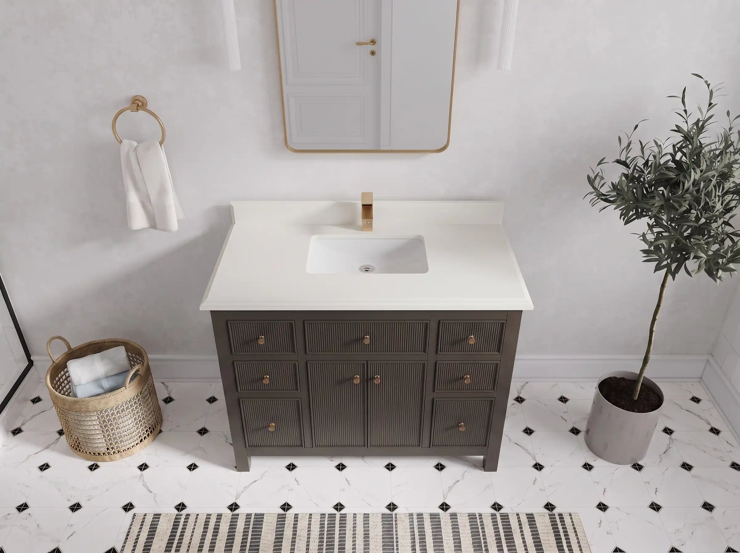Sonoma 42 in W x 22 in D Free Standing Reeded Single Sink Bathroom Vanity