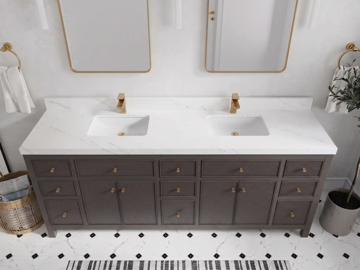 Sonoma 84 in W x 22 in D Free Standing Reeded Double Sink Bathroom Vanity