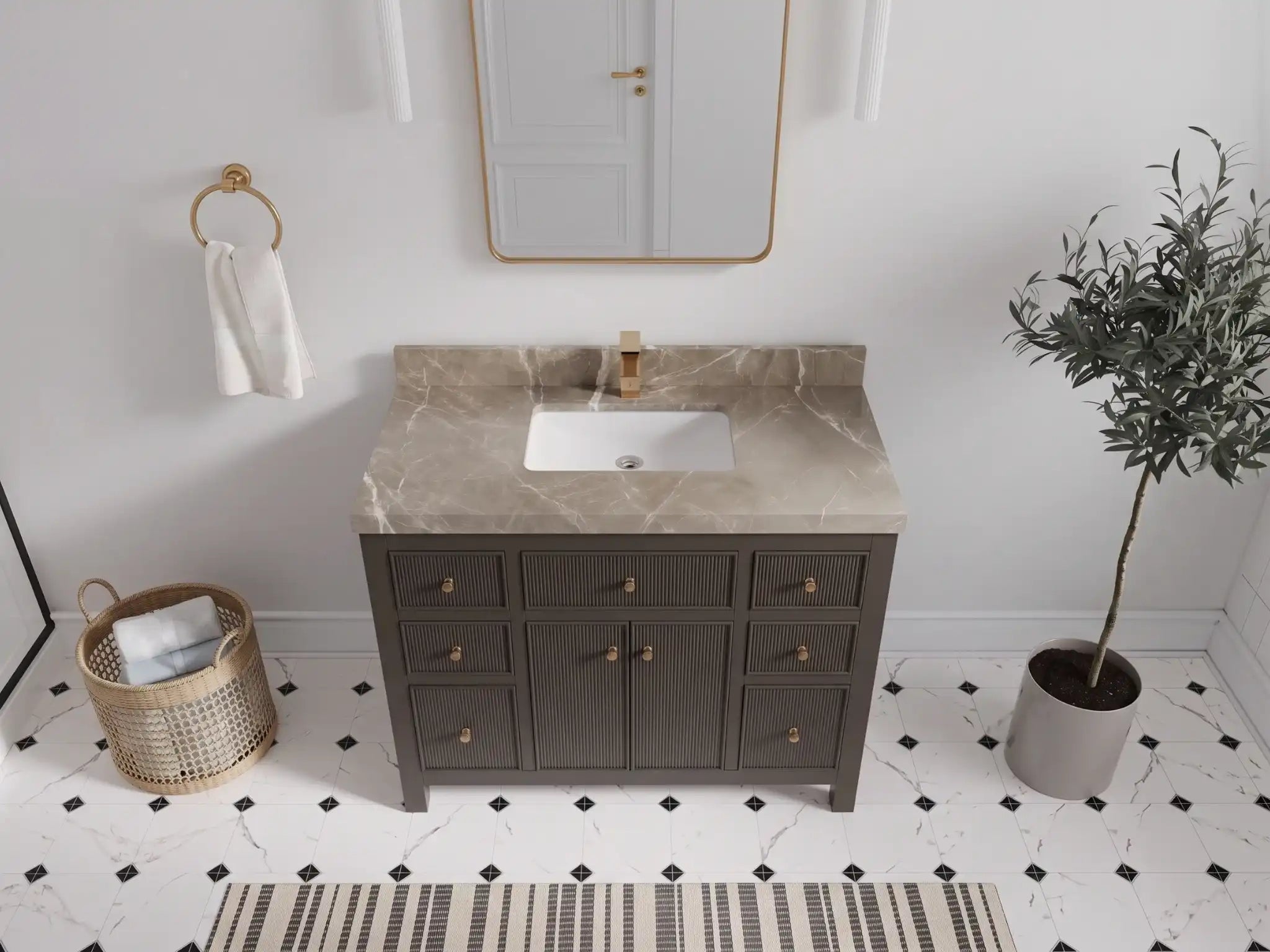 Sonoma 42 in W x 22 in D Free Standing Reeded Single Sink Bathroom Vanity
