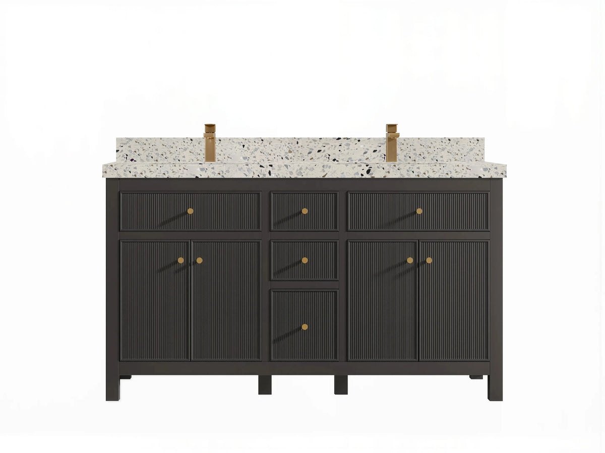 Sonoma 60 in W x 22 in D Free Standing Reeded Double Sink Bathroom Vanity