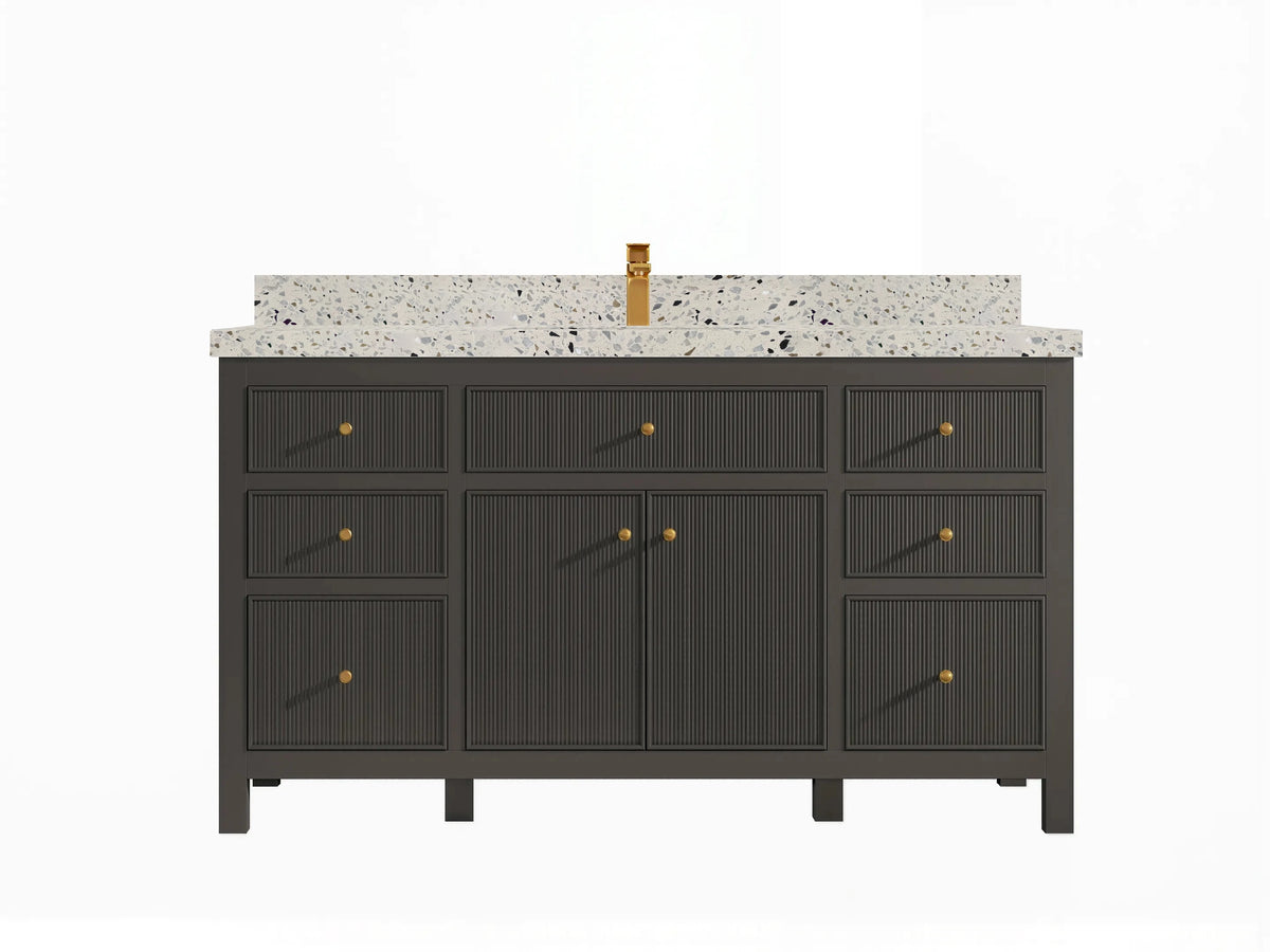 Sonoma 60 in W x 22 in D Free Standing Reeded Single Sink Bathroom Vanity