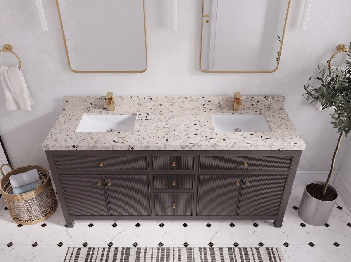 Sonoma 72 in W x 22 in D Free Standing Reeded Double Sink Bathroom Vanity