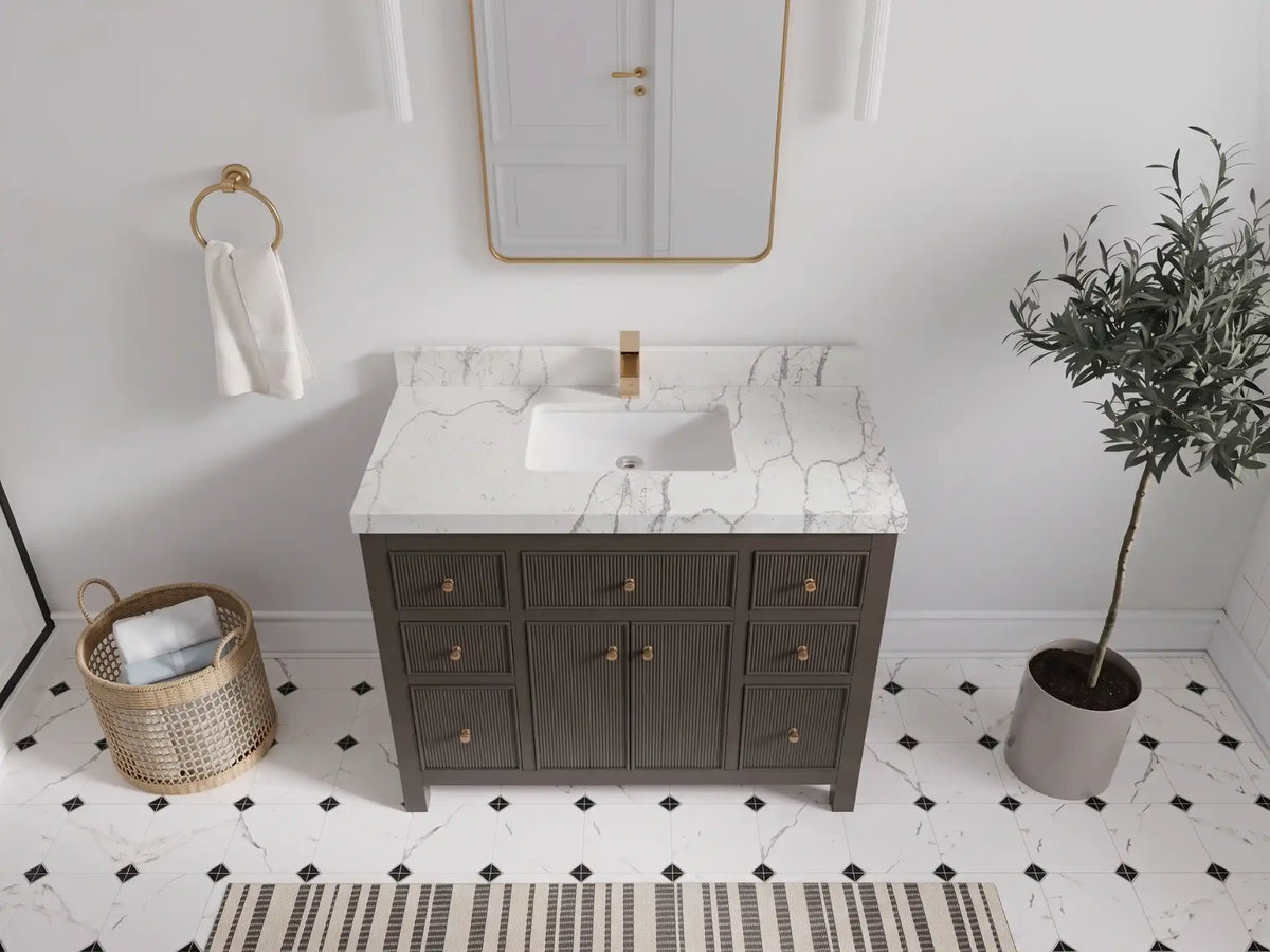 Sonoma 42 in W x 22 in D Free Standing Reeded Single Sink Bathroom Vanity