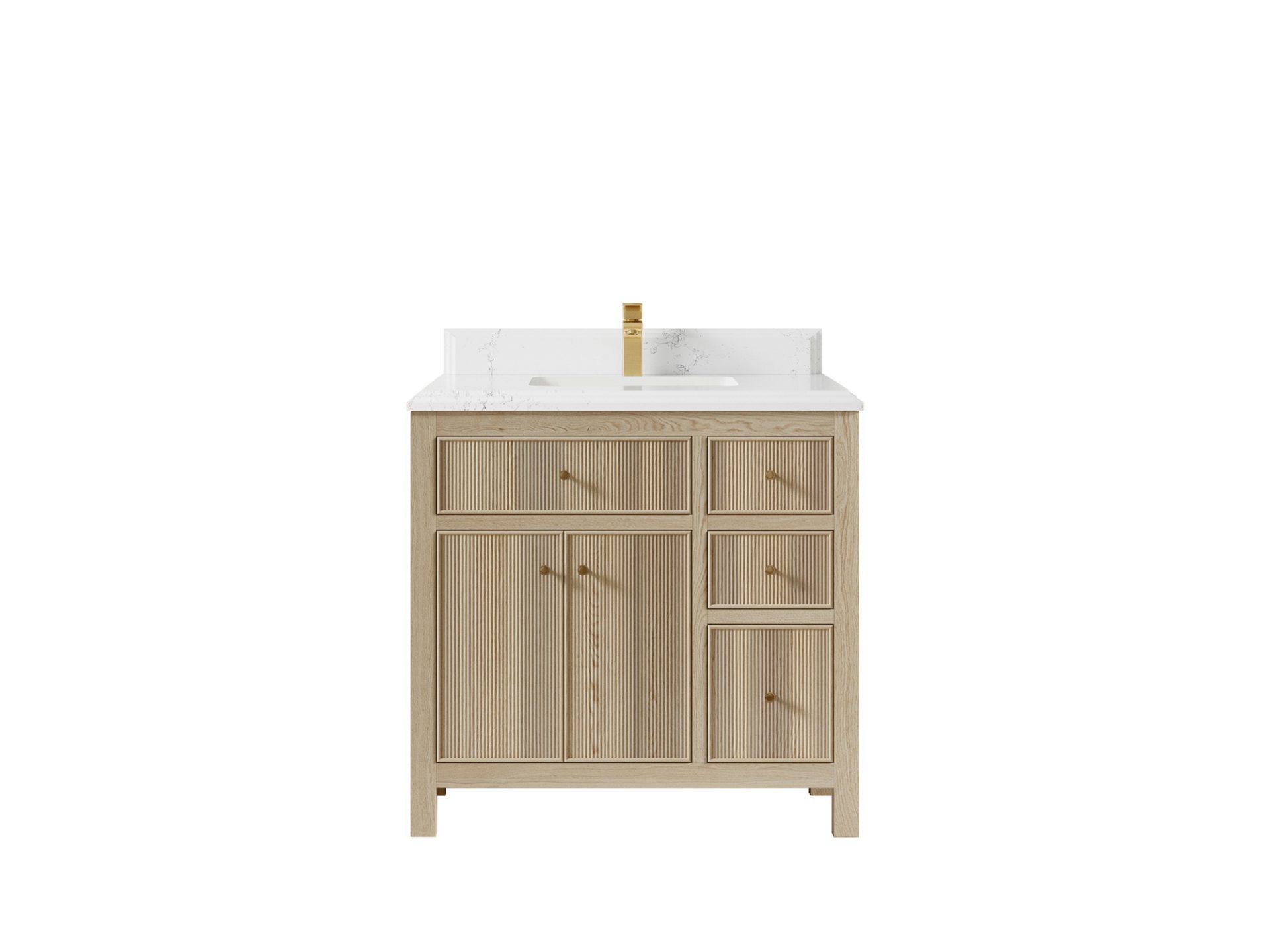 Sonoma Oak 36 in. W x 22 in. D Center Sink Bathroom Vanity in Dark Natural with Double Cove Edge 1.5 in Empira White Quartz Countertop