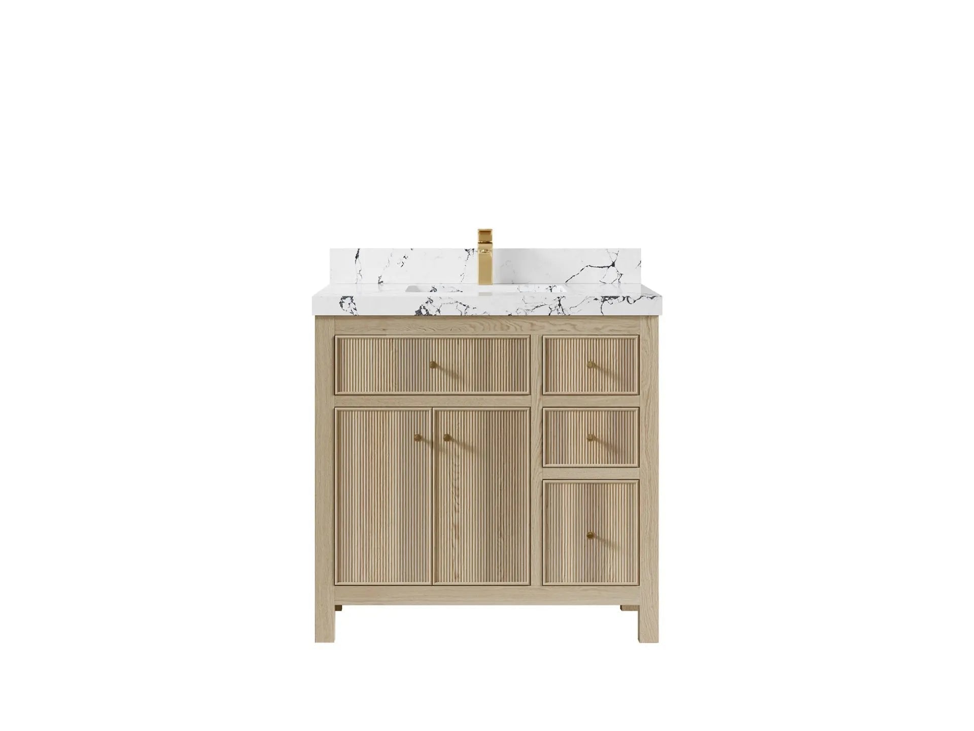 Sonoma Oak 36 in. W x 22 in. D Center Sink Bathroom Vanity in Dark Natural with 2 in. Viola Night Quartz Countertop