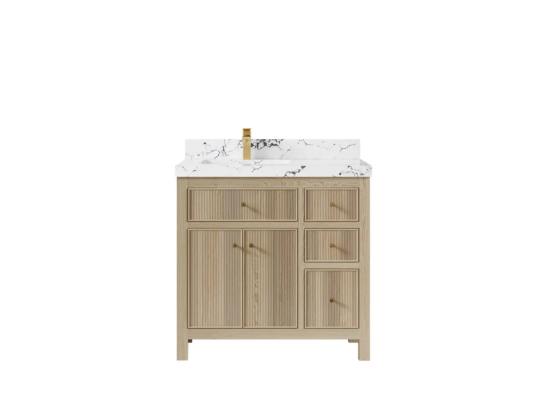 Sonoma Oak 36 in. W x 22 in. D Left Offset Sink Bathroom Vanity in Dark Natural with 2 in. Viola Night Quartz Countertop