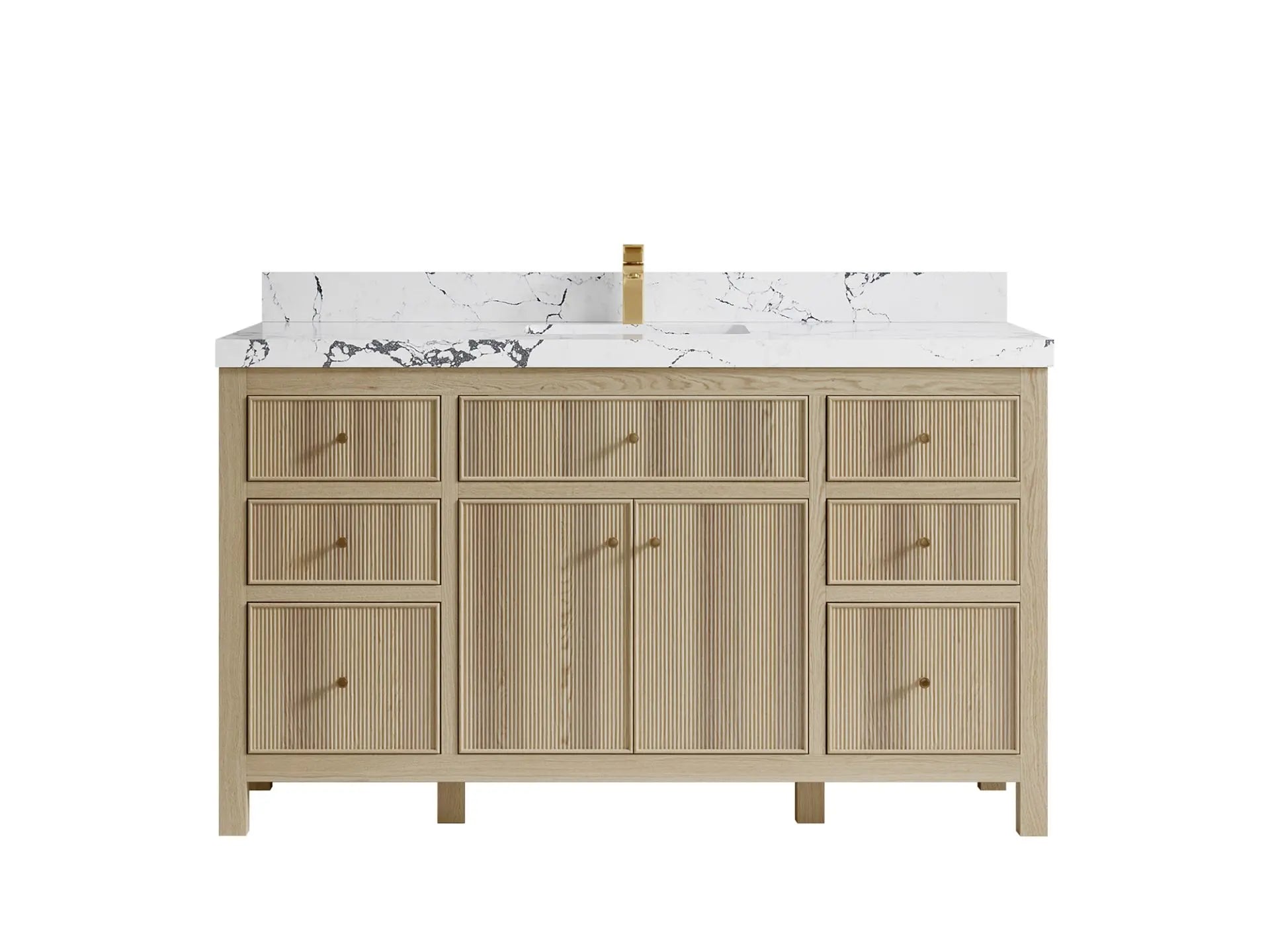 Sonoma Oak 60 in. W x 22 in. D Single Sink Bathroom Vanity in Dark Natural with 2 in. Viola Night Quartz Countertop