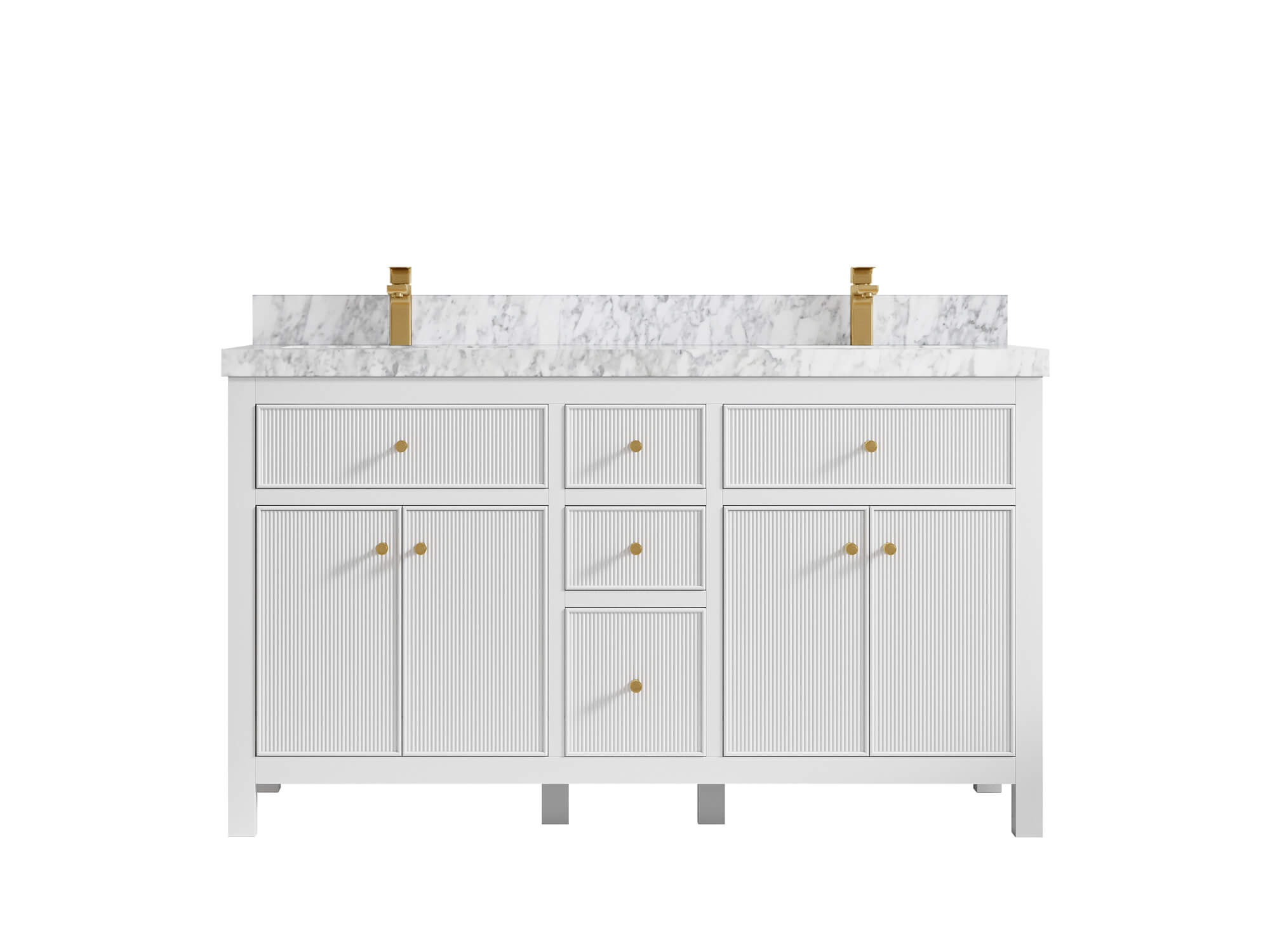 Sonoma 60 in W x 22 in D Free Standing Reeded Double Sink Bathroom Vanity