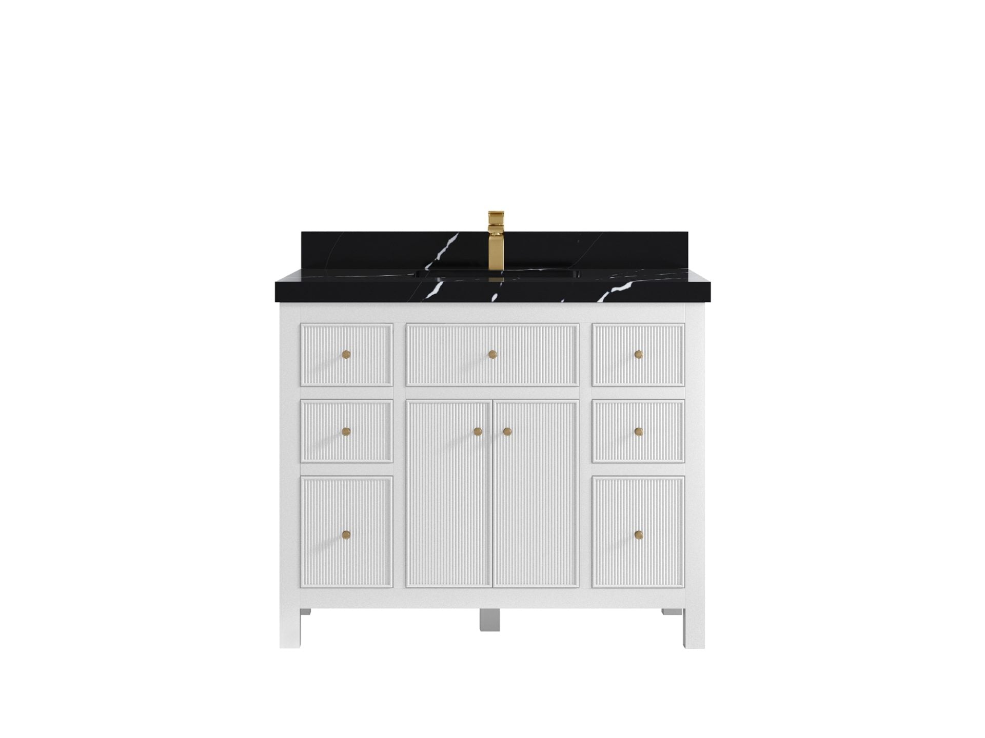 Sonoma 42 in. W x 22 in. D Single Sink Bathroom Vanity in White with 2 in. Calacatta Black Quartz Countertop