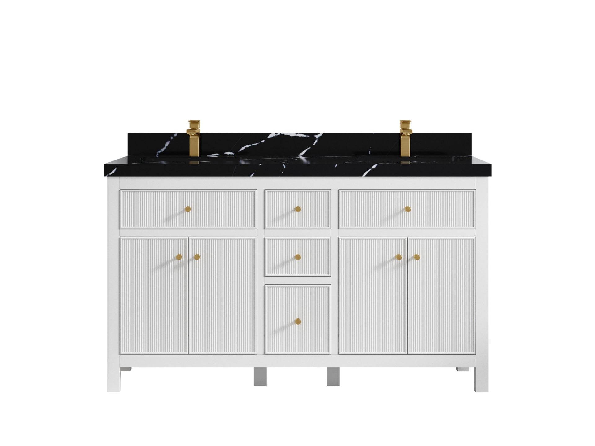 Sonoma 60 in W x 22 in D Free Standing Reeded Double Sink Bathroom Vanity