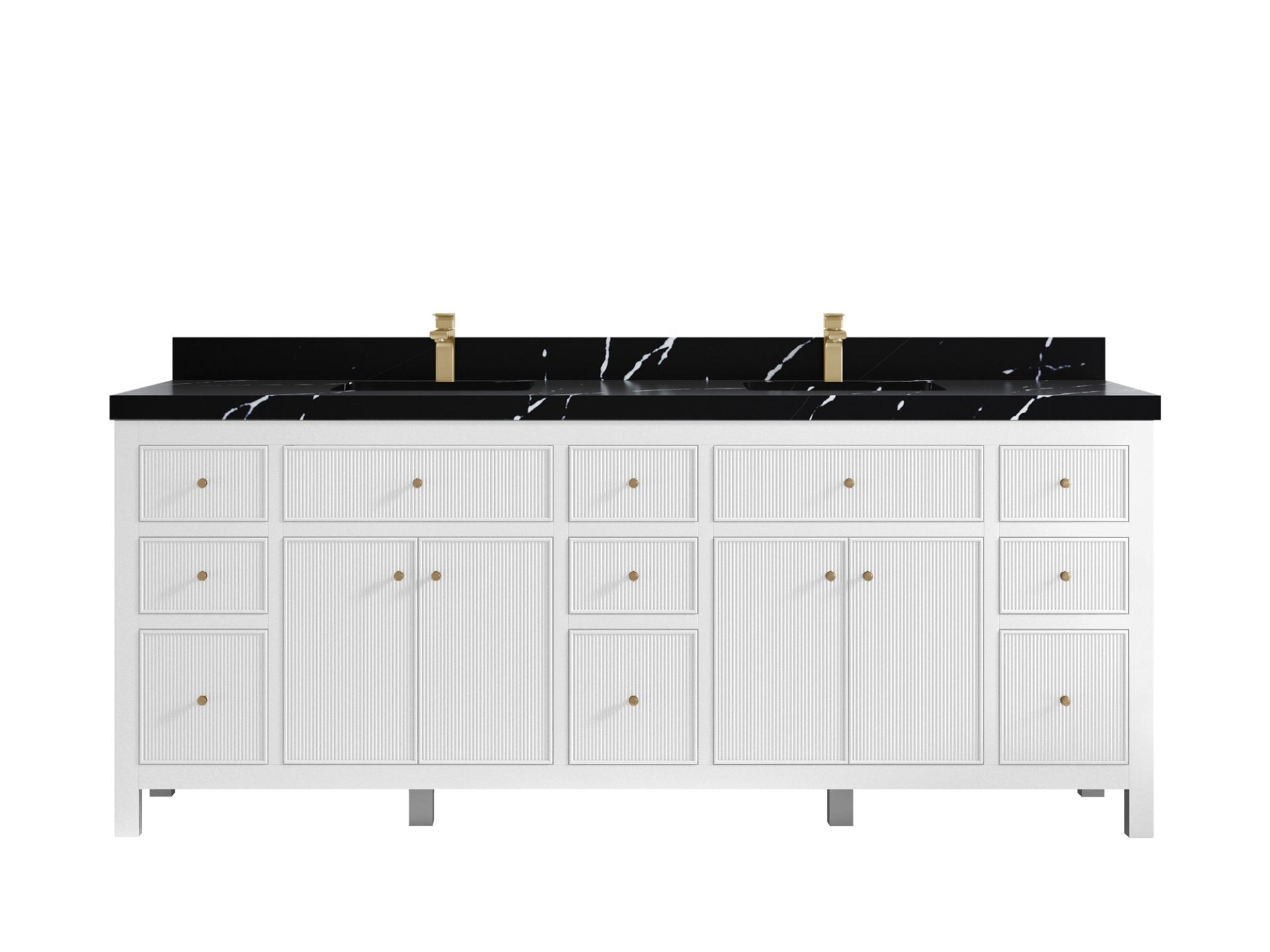 Sonoma 84 in W x 22 in D Free Standing Reeded Double Sink Bathroom Vanity