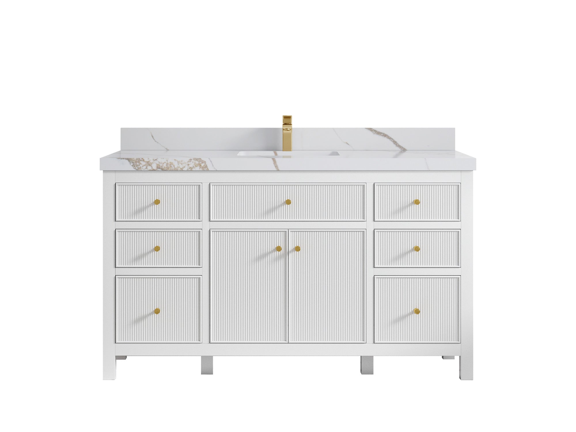 Sonoma 60 in W x 22 in D Free Standing Reeded Single Sink Bathroom Vanity