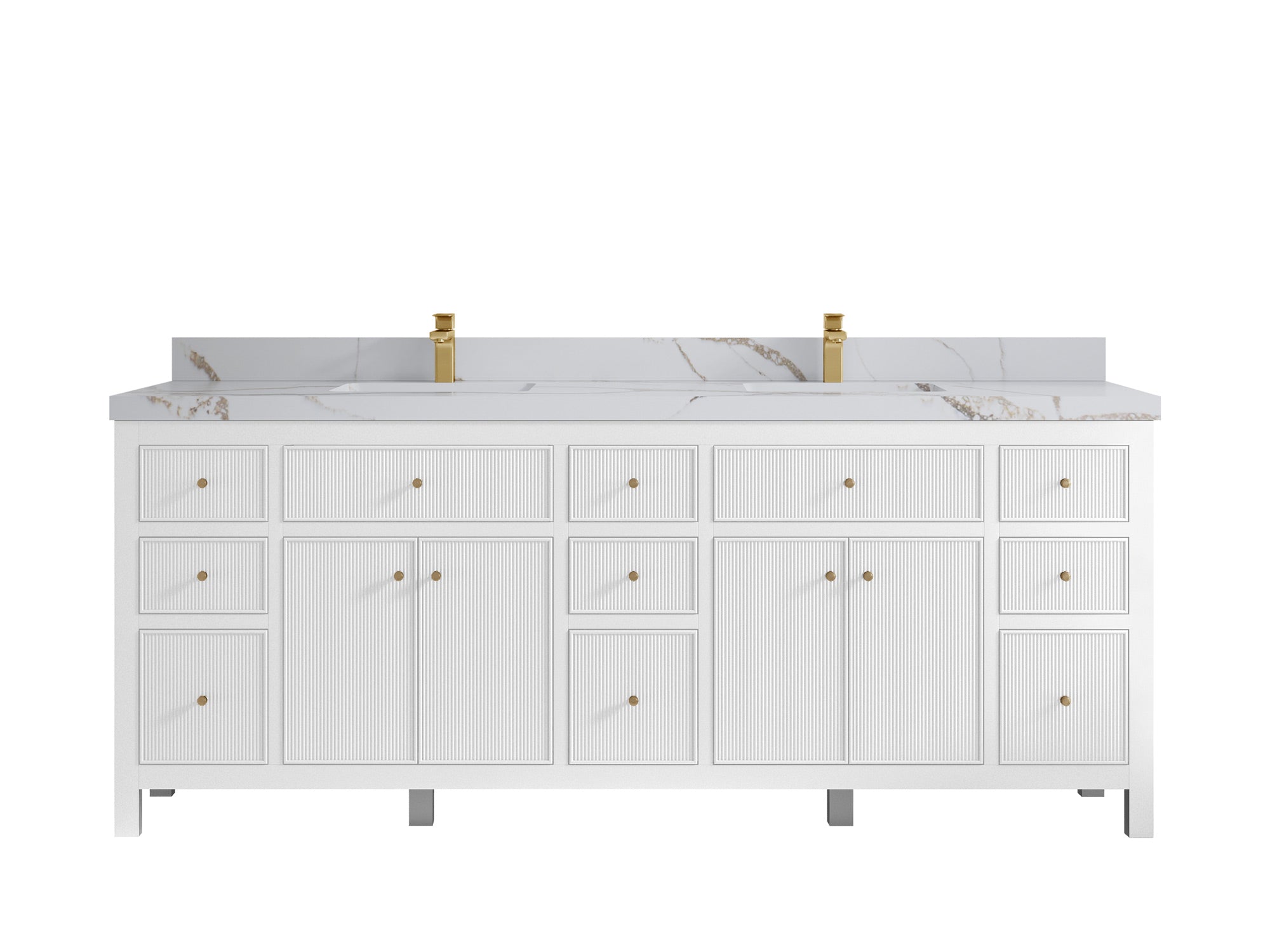 Sonoma 84 in W x 22 in D Free Standing Reeded Double Sink Bathroom Vanity