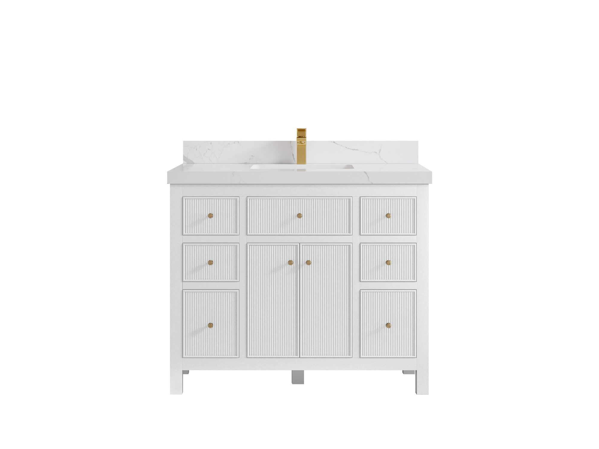 Sonoma 42 in. W x 22 in. D Single Sink Bathroom Vanity in White with 2 in. Calacatta Laza Quartz Countertop
