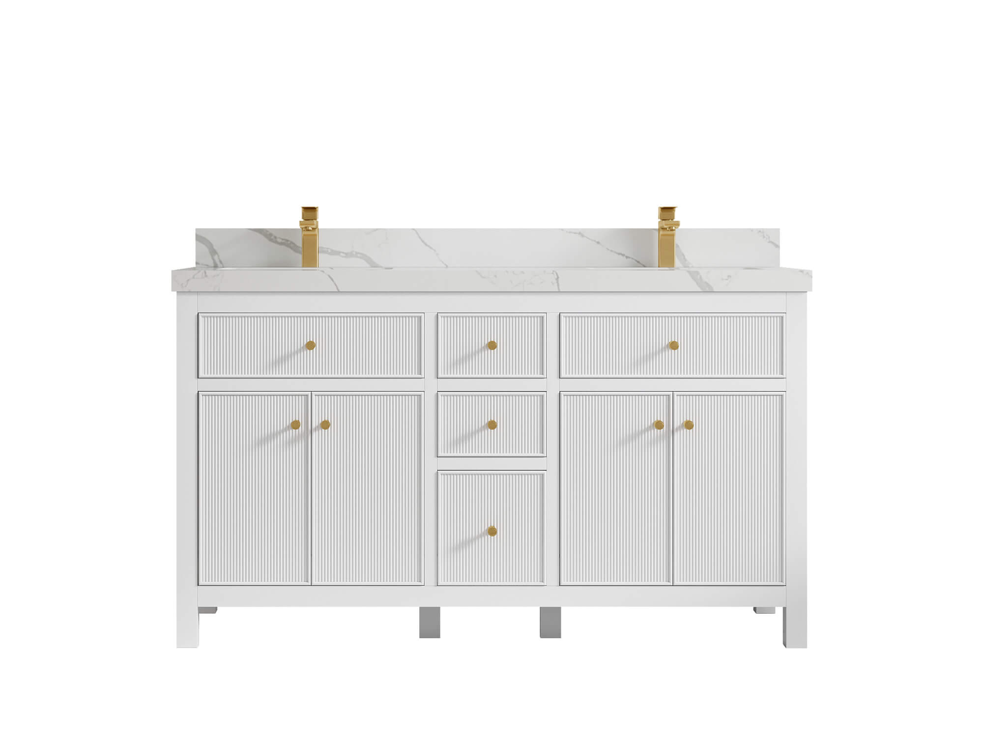 Sonoma 60 in W x 22 in D Free Standing Reeded Double Sink Bathroom Vanity