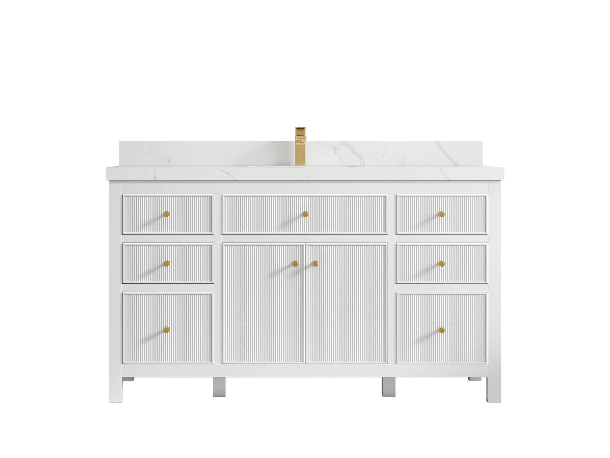 Sonoma 60 in W x 22 in D Free Standing Reeded Single Sink Bathroom Vanity
