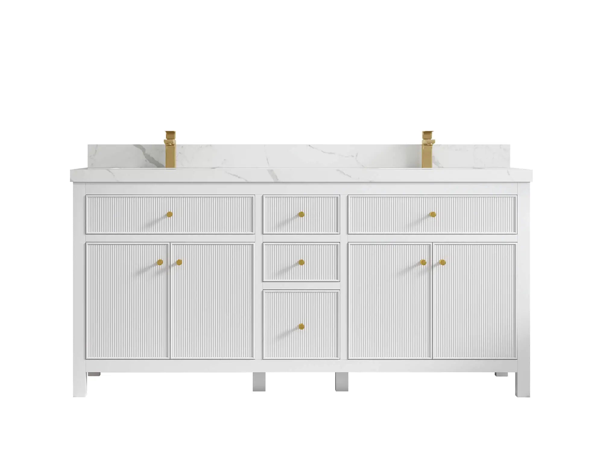 Sonoma 72 in W x 22 in D Free Standing Reeded Double Sink Bathroom Vanity